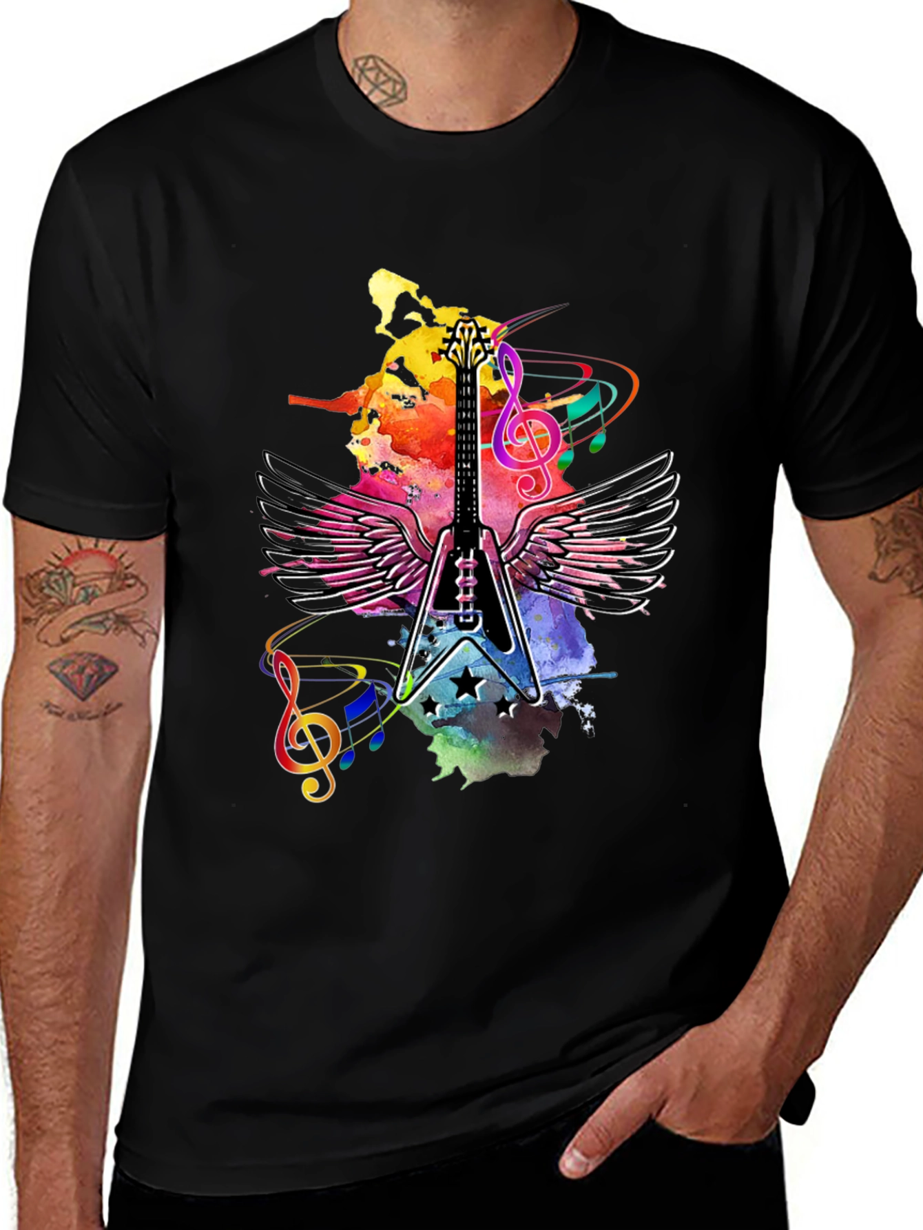 Variant 10 of Guitar Wings Men's Black Graphic Tee