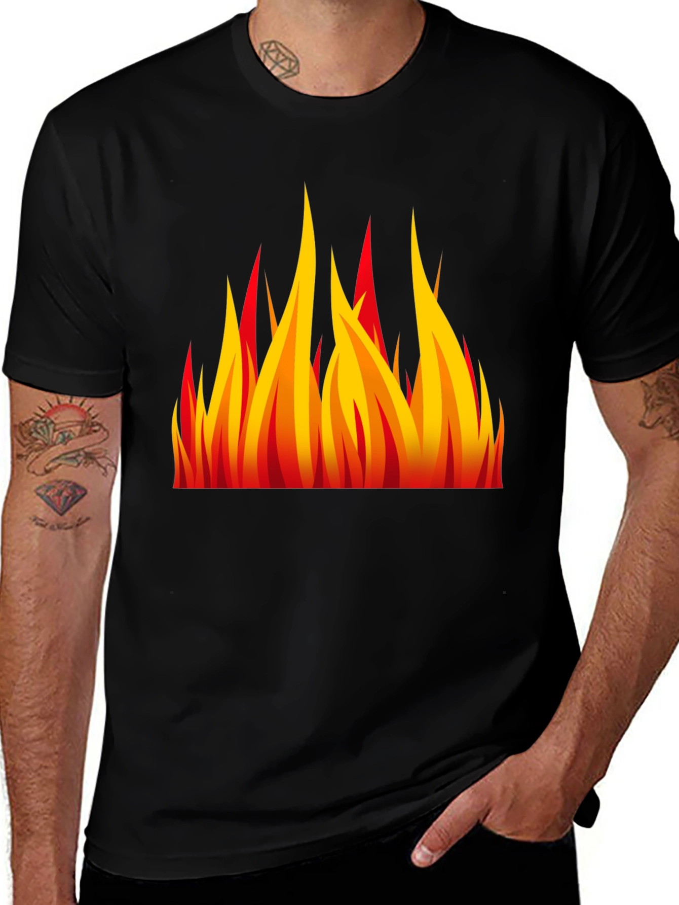 Variant 21 of Fiery Flames Graphic Black T-Shirt
