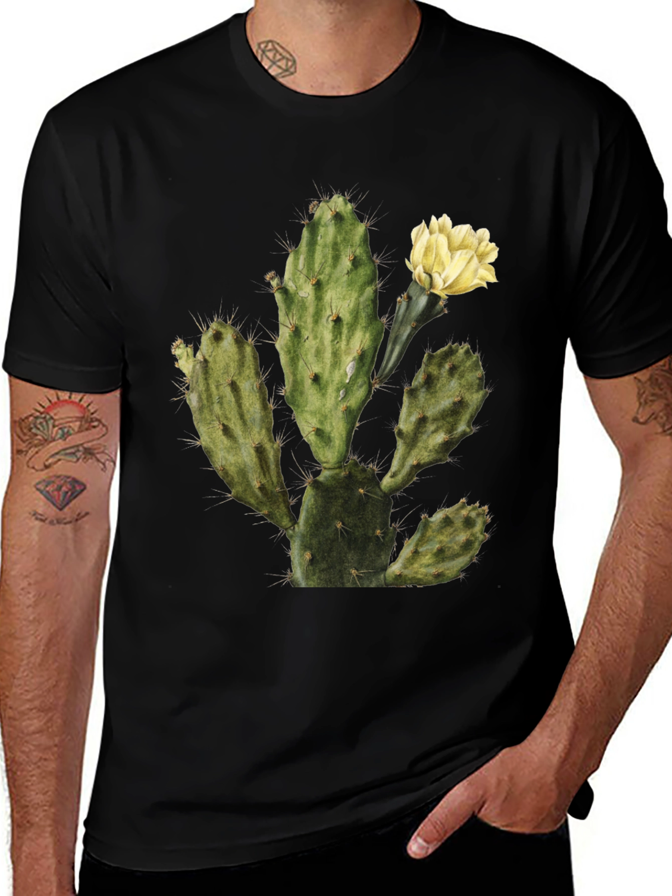 Variant 12 of Cactus Graphic Tee - Black Cotton T-Shirt