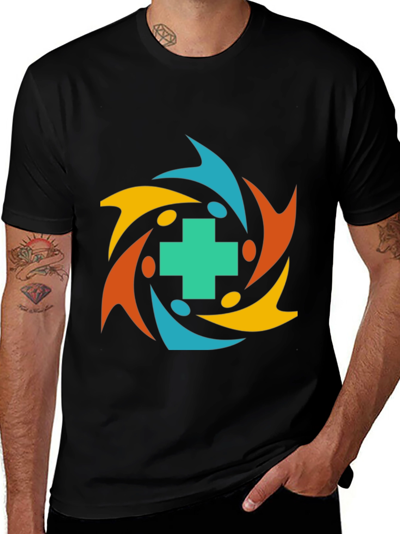 Community Health T-Shirt - Teal Cross Graphic Tee