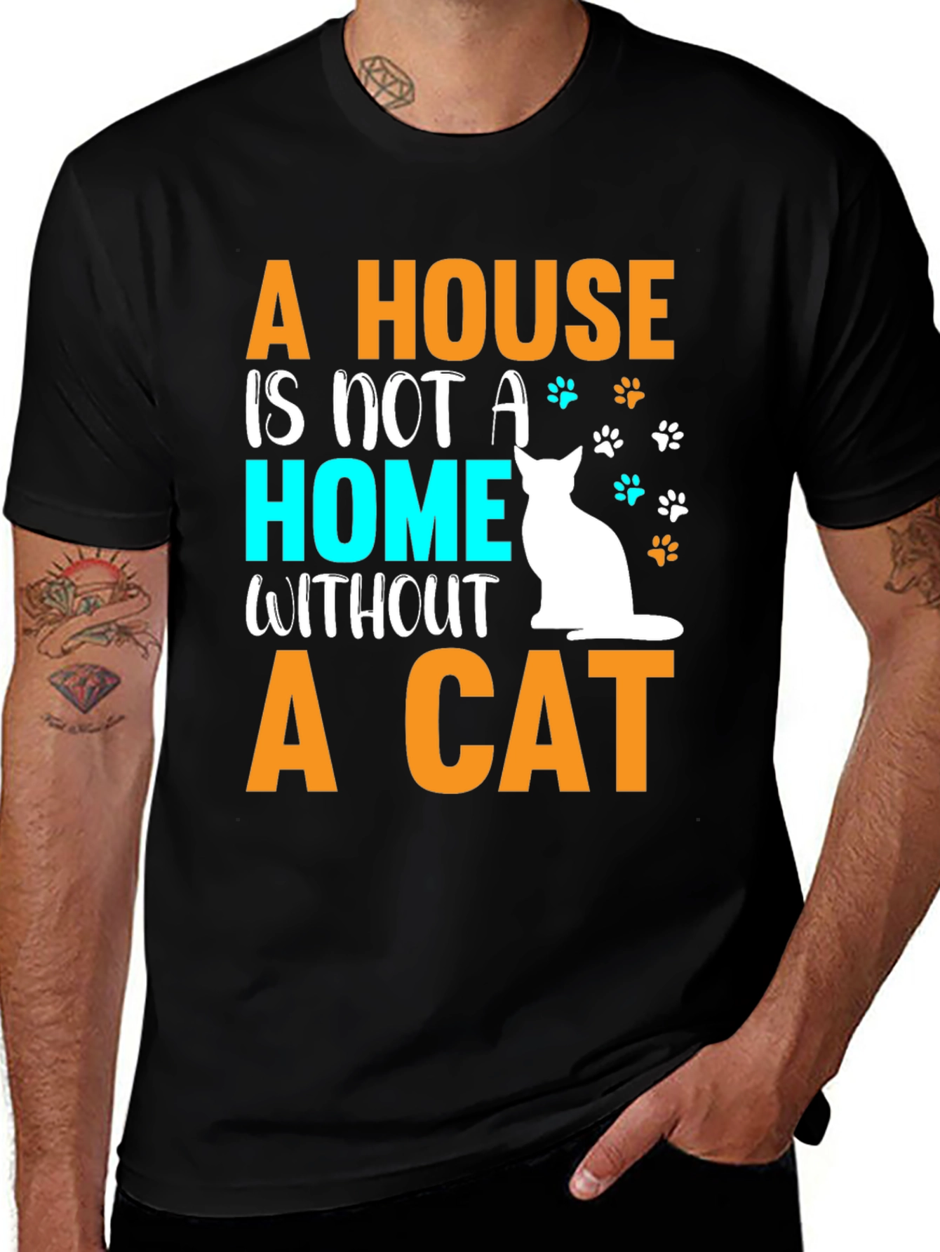 Variant 3 of A House is Not a Home Without a Cat Graphic Tee