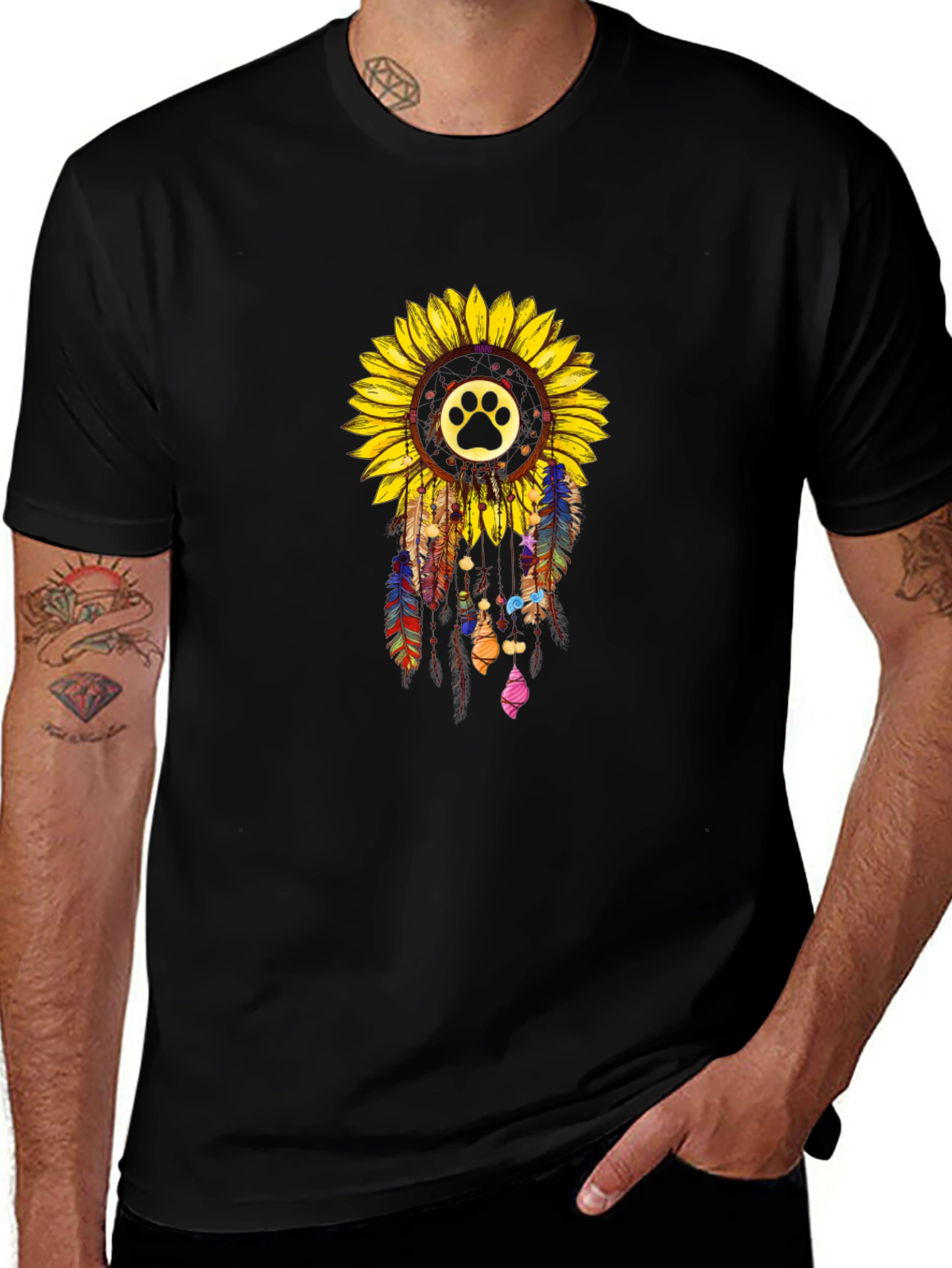 Variant 10 of Sunflower Paw Print Dreamcatcher Graphic T-Shirt
