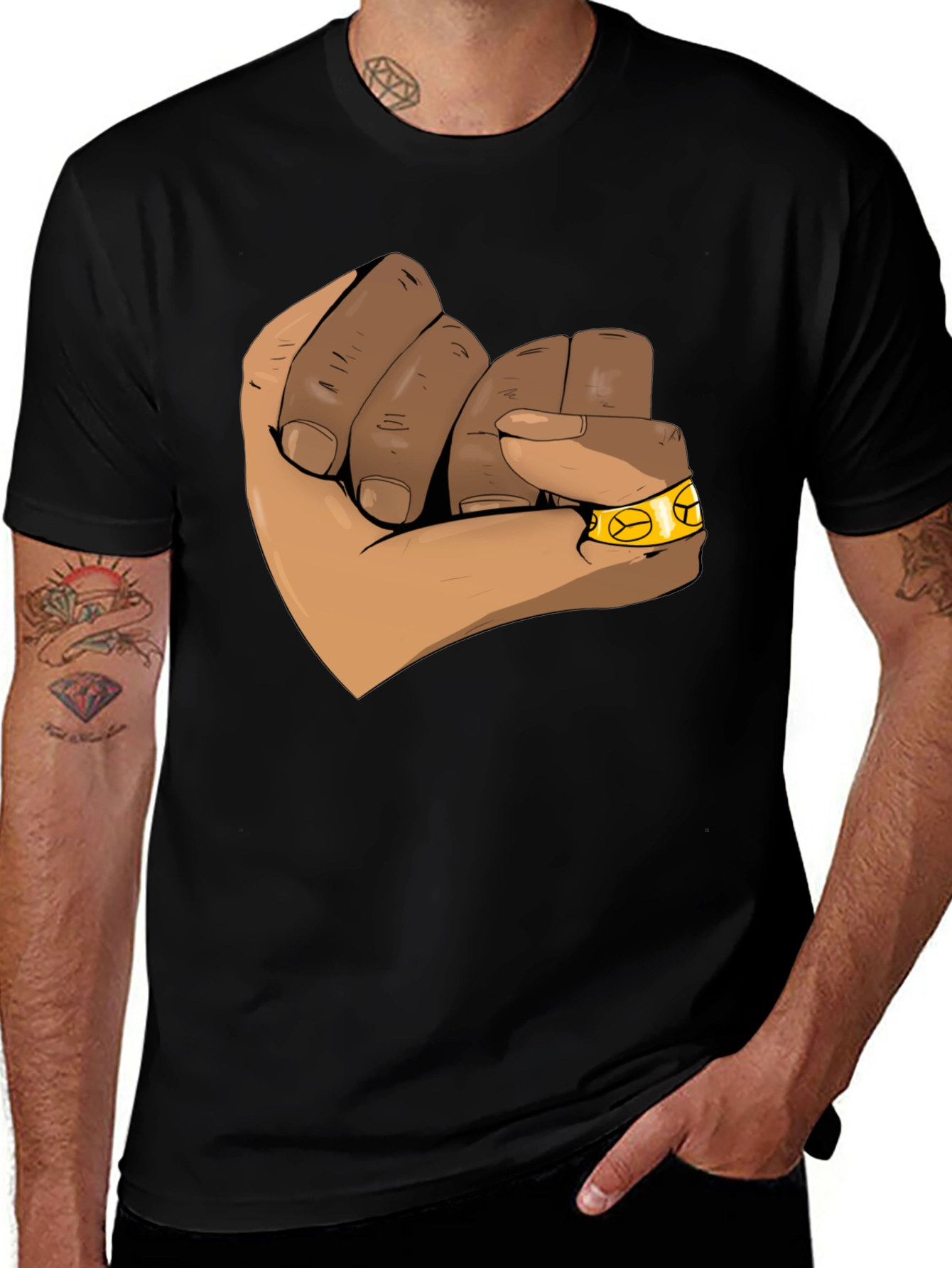 Variant 21 of Black T-Shirt with Unity Clenched Fist Graphic