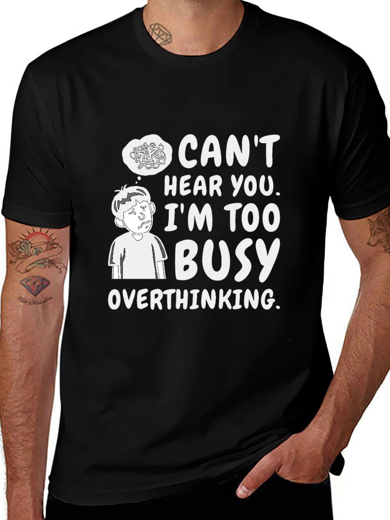 Black Overthinking Graphic Tee - Can't Hear You Busy T-Shirt main image