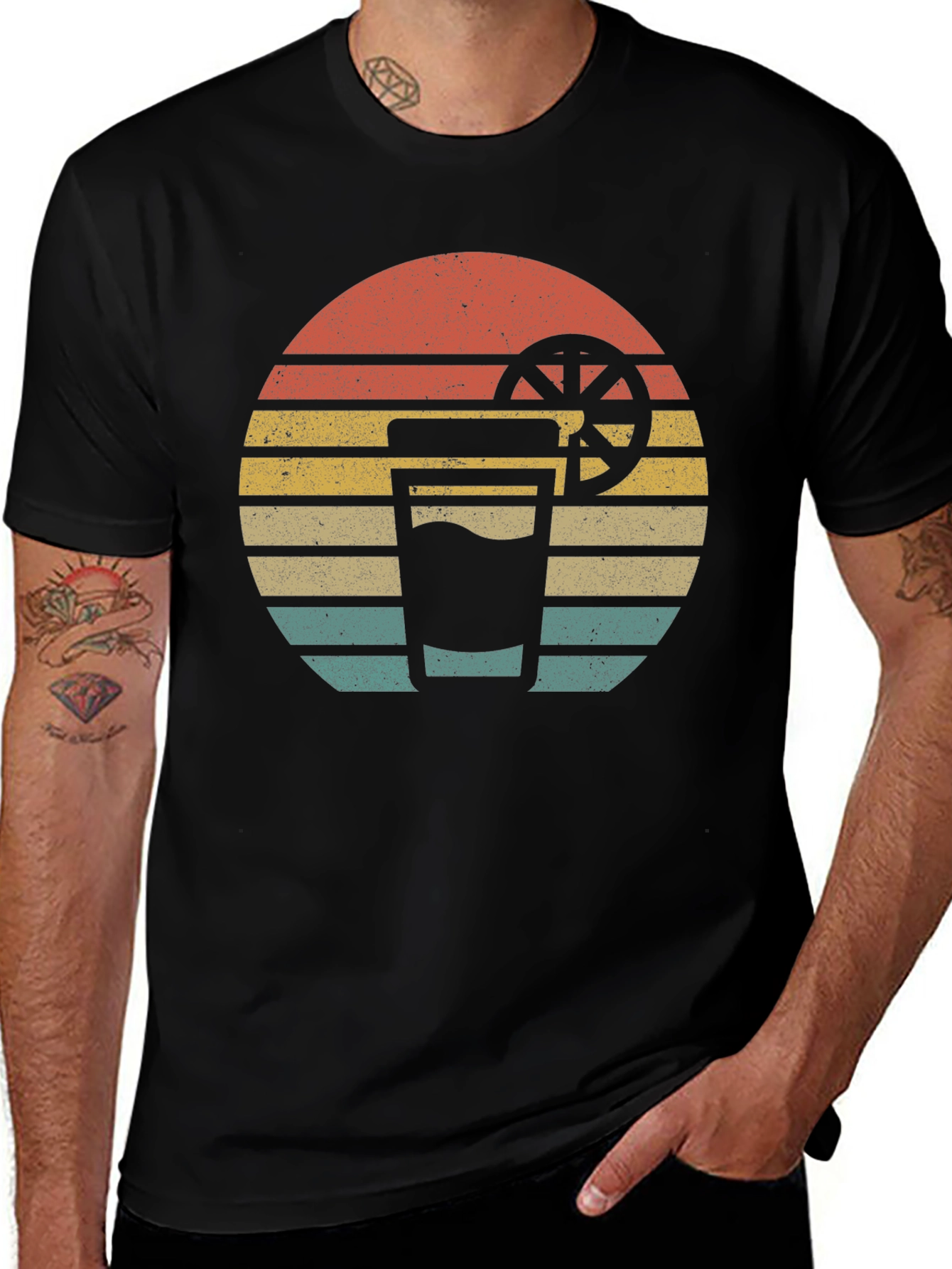 Variant 18 of Retro Sunset Drink T-Shirt