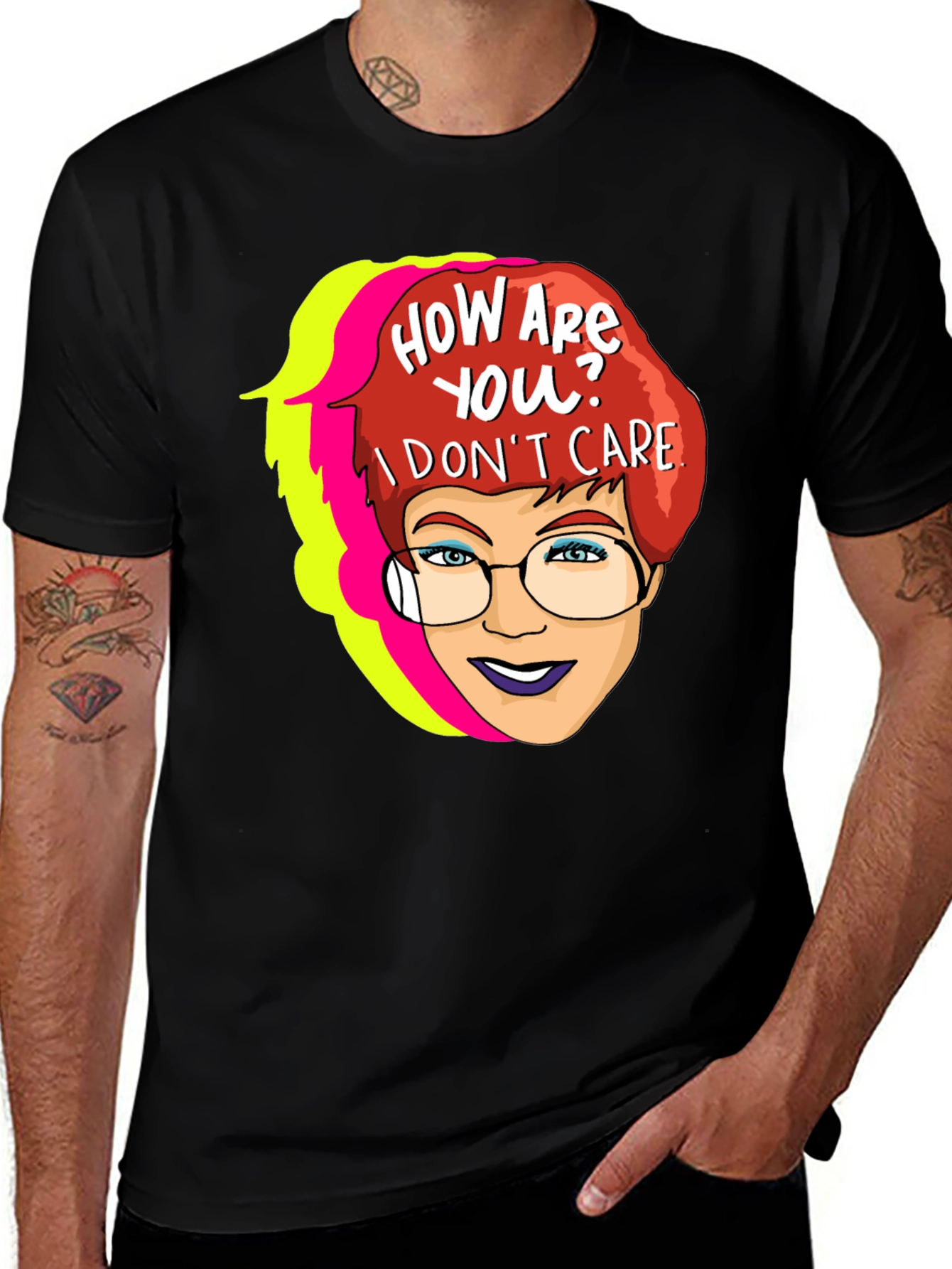 Black Sarcastic Cartoon Graphic T-Shirt main image
