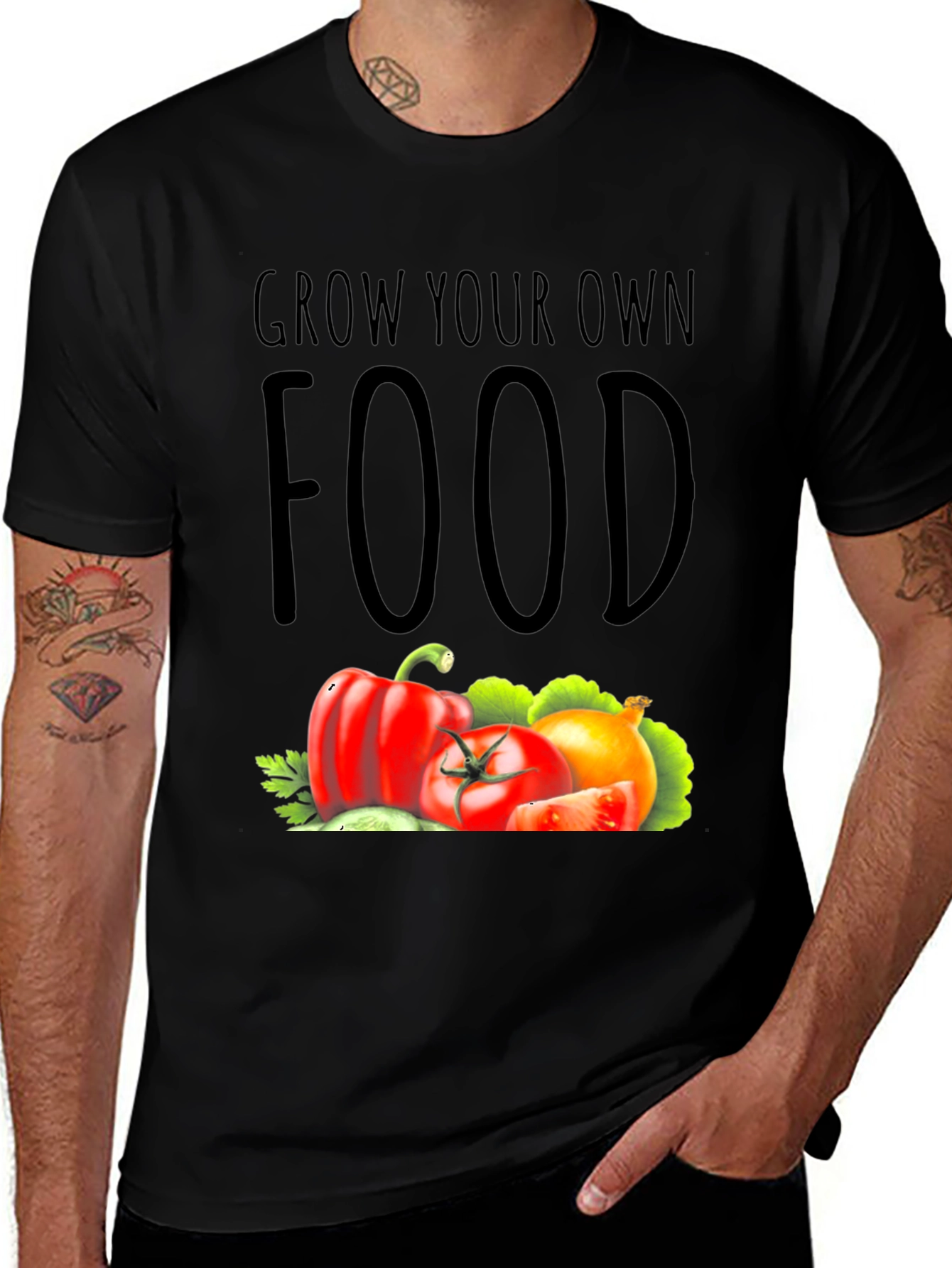 Variant 20 of Grow Your Own Food Graphic Tee - Black