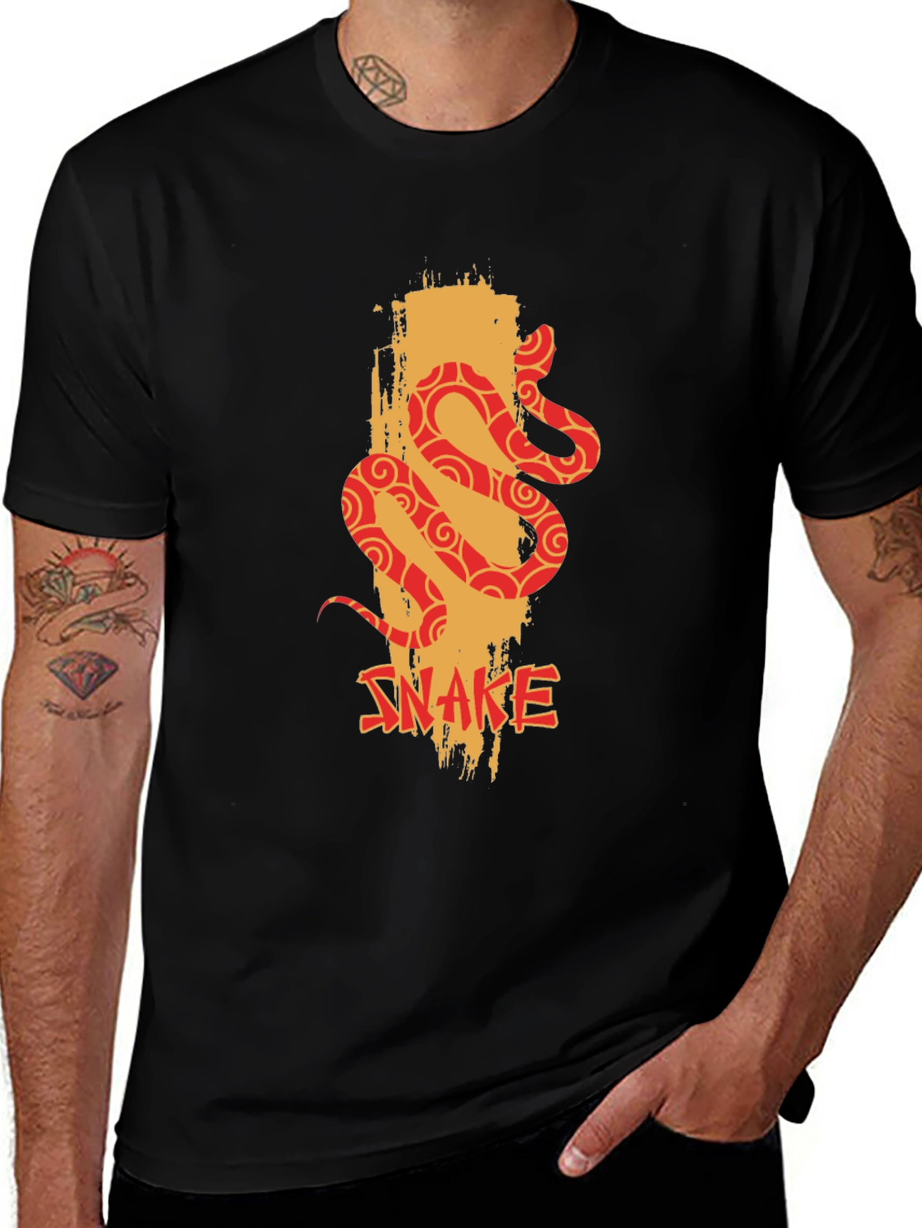 Variant 30 of Snake Graphic Print Men's Black T-Shirt