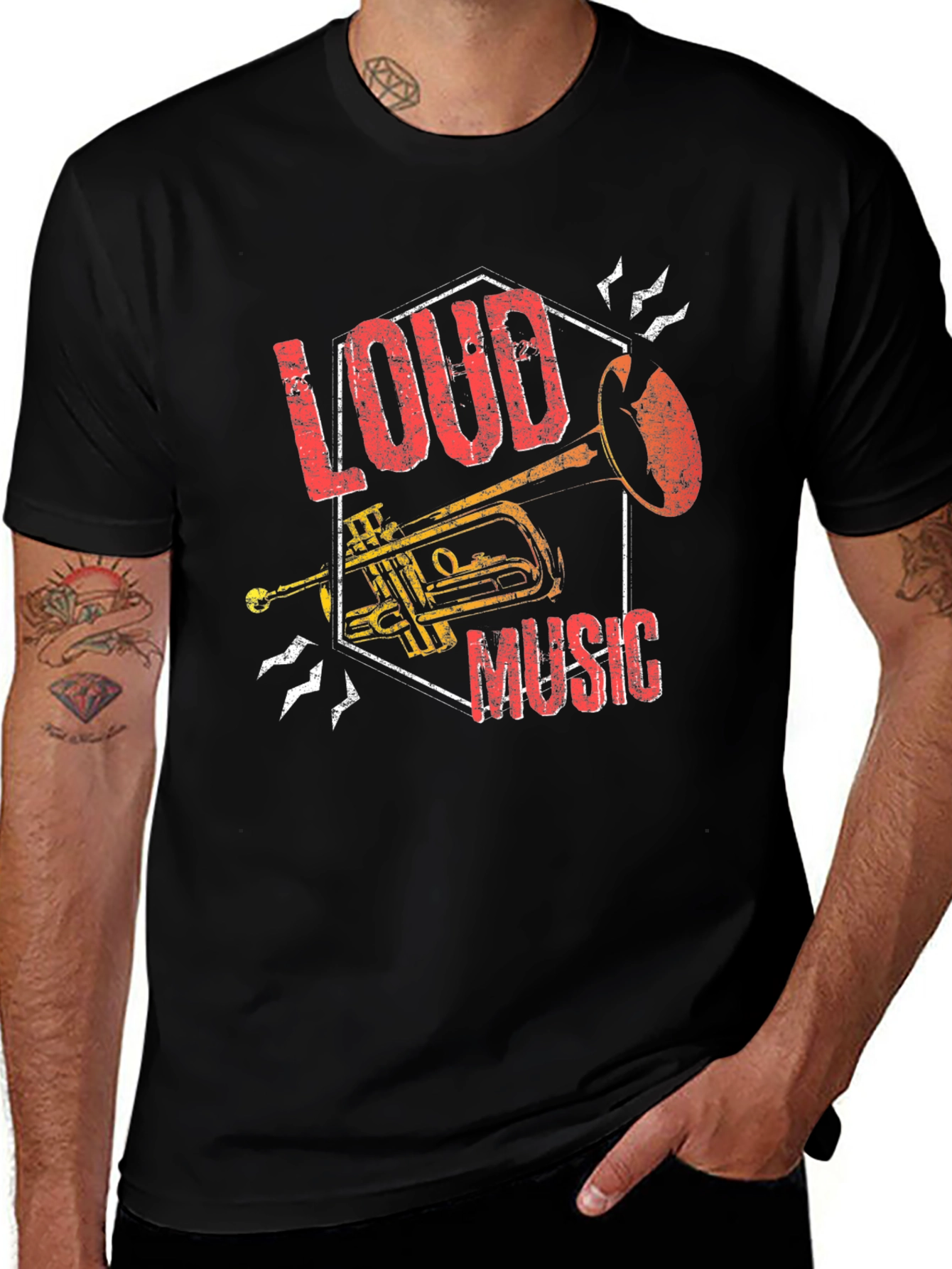 Loud Music Trumpet Graphic Tee - Black