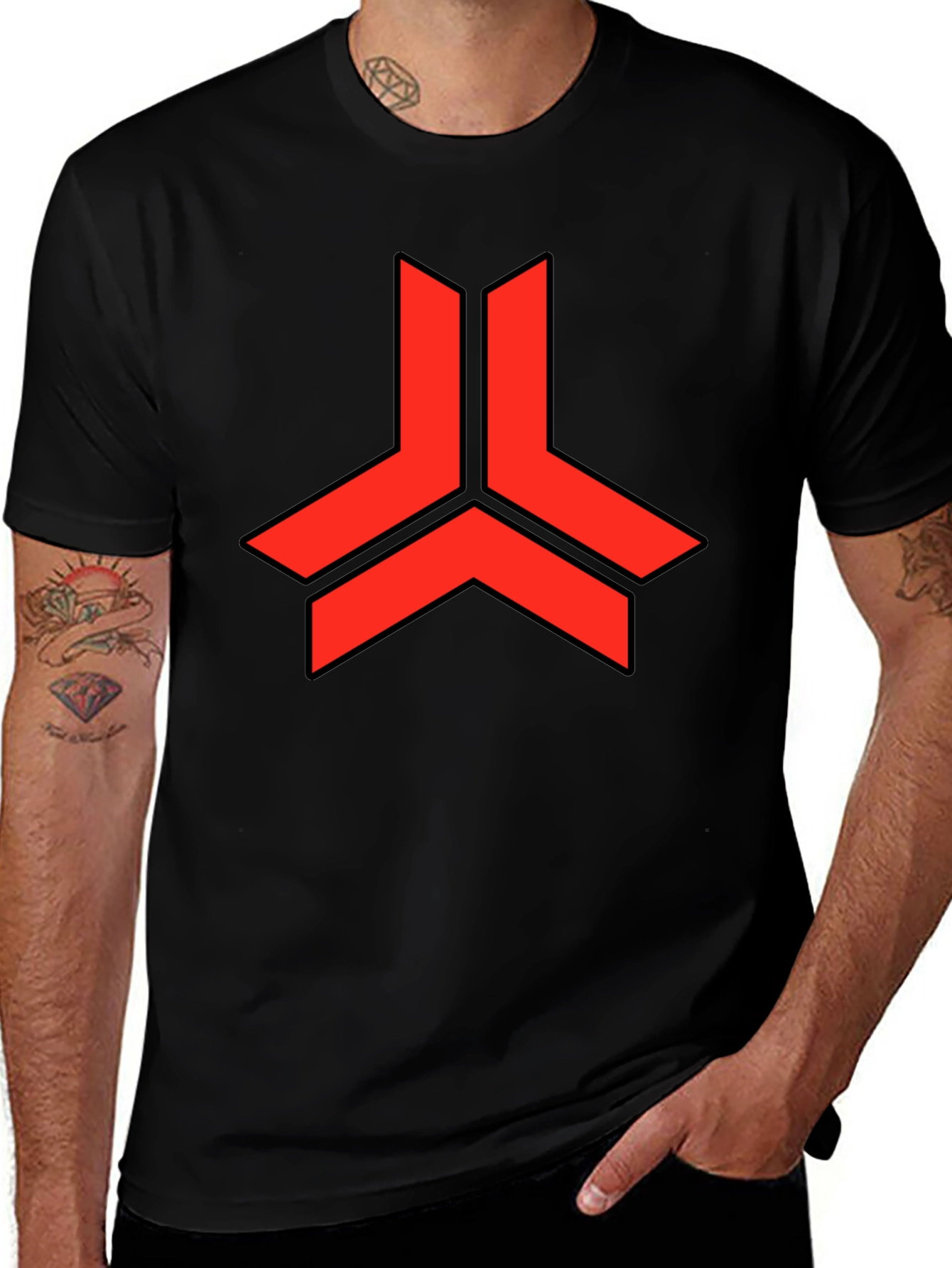 Variant 9 of Geometric Red Logo Black T-Shirt