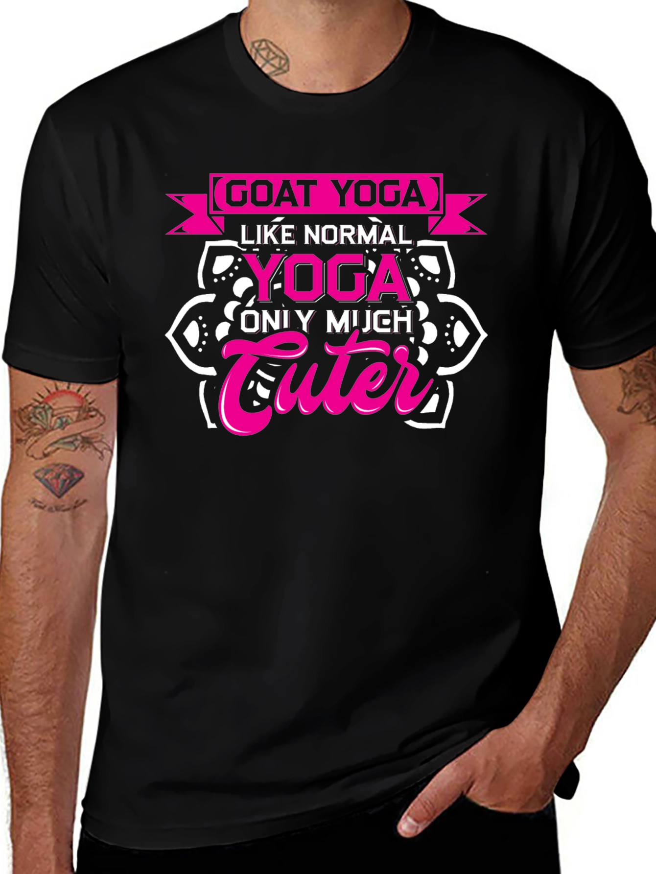 Variant 20 of Goat Yoga Cute T-Shirt - Black, Funny Yoga Tee