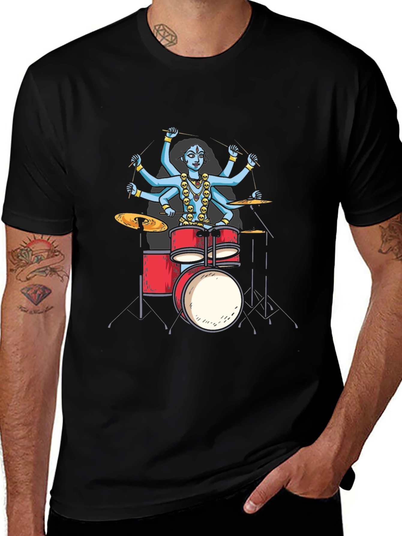 Variant 15 of Drummer Kali T-Shirt - Black Cotton Tee