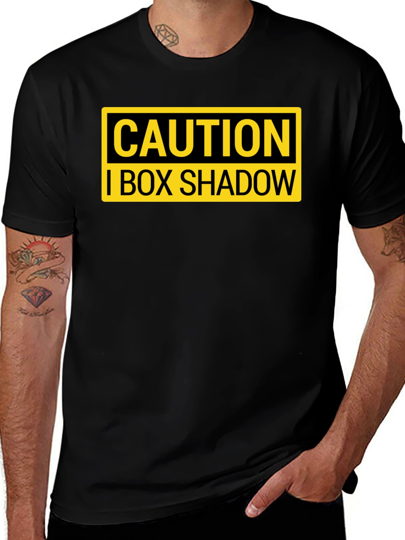Variant 20 of Caution I Box Shadow Graphic Tee - Black