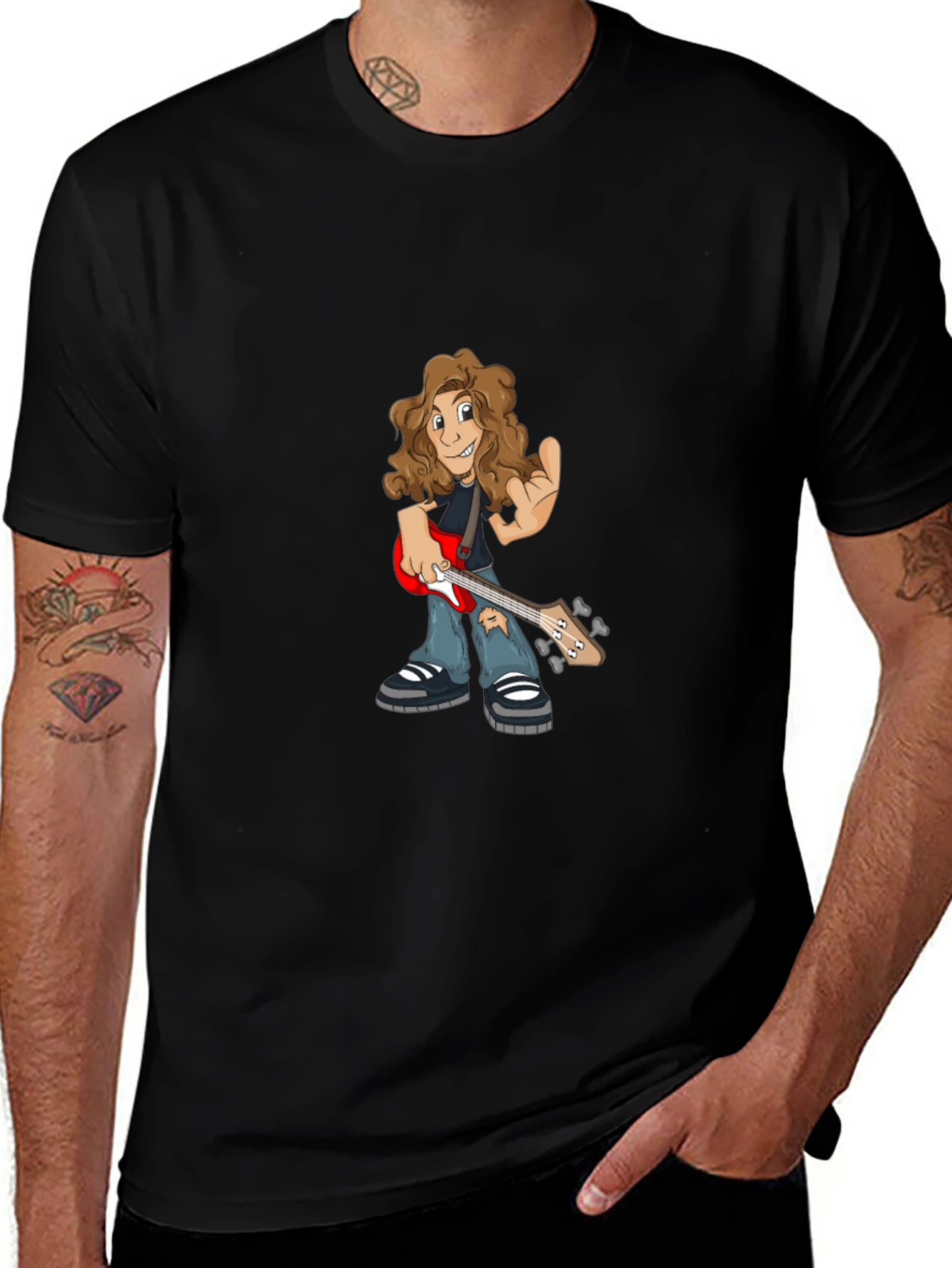 Cartoon Guitarist Graphic Tee