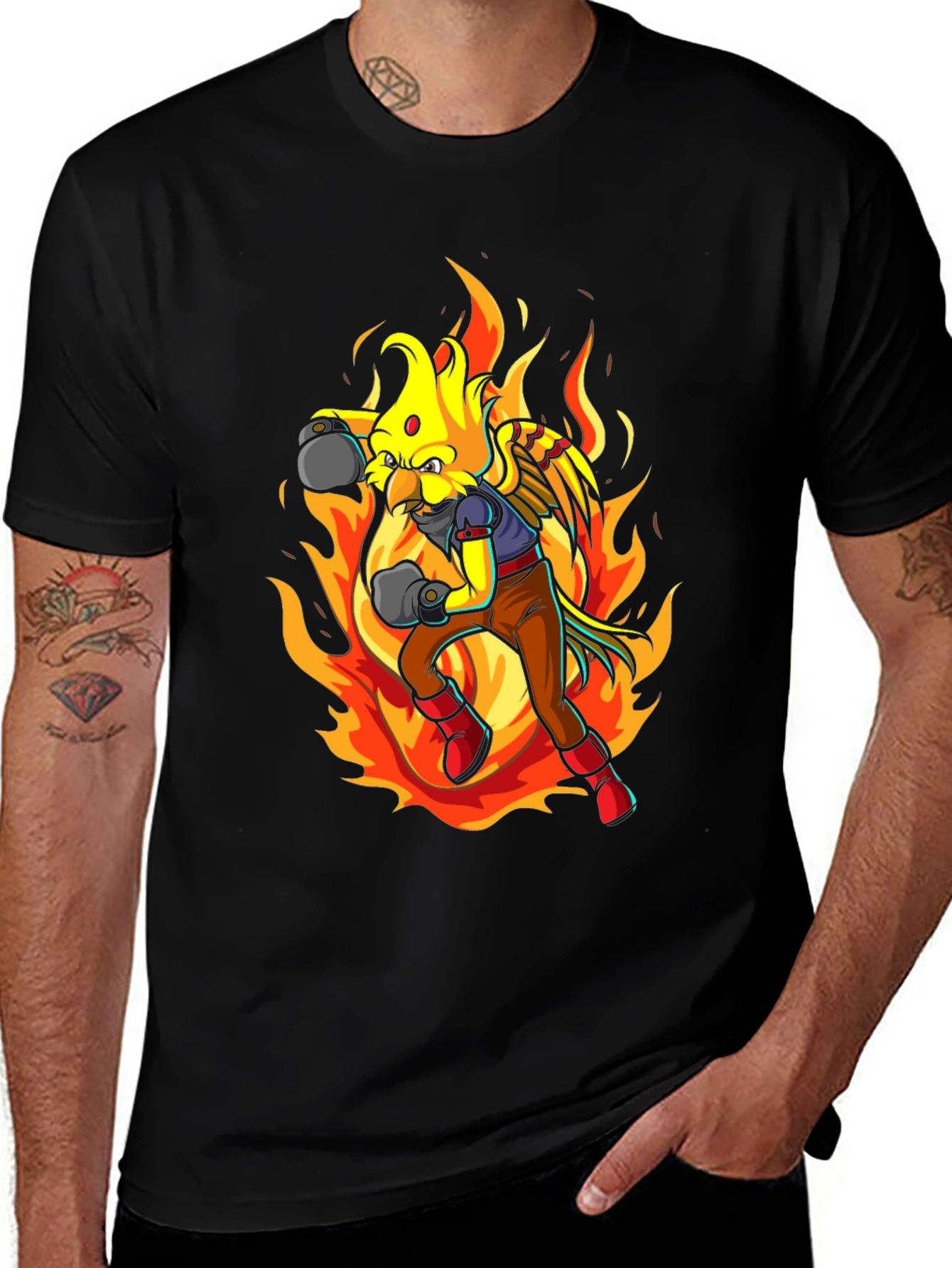 Variant 4 of Fiery Bird Boxer T-Shirt - Unique Graphic Tee