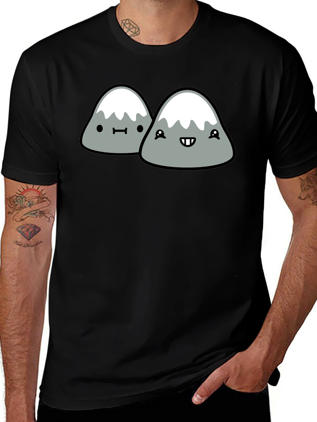 Variant 18 of Cute Mountain Graphic Tee - Black Unisex Shirt