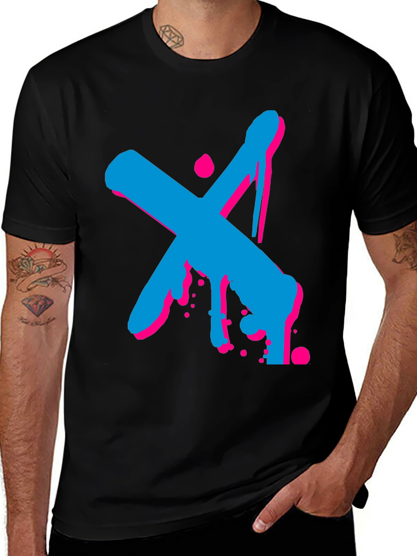 Variant 9 of Abstract X Graphic Tee - Men's Black T-Shirt