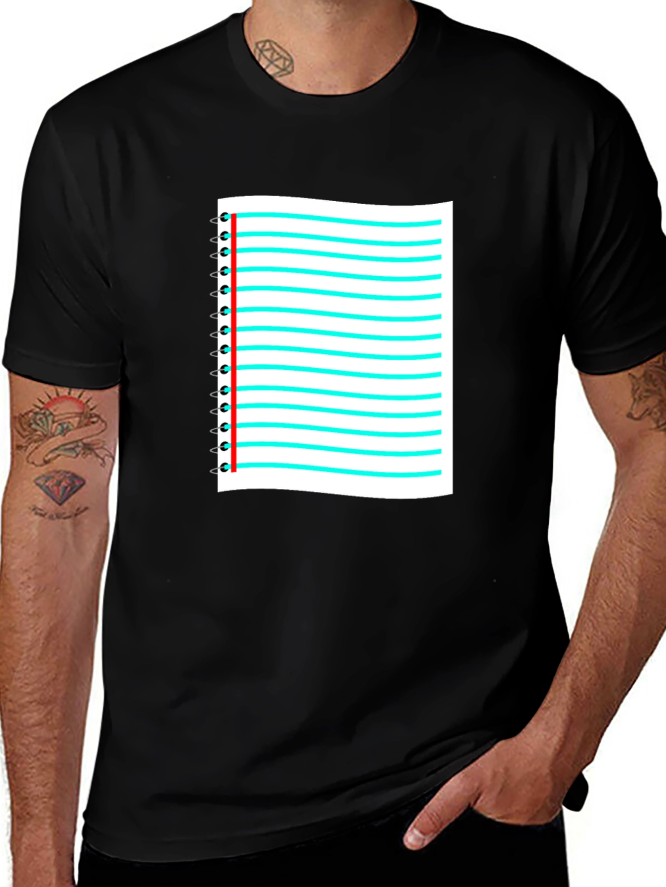 Notebook Paper Graphic Black T-Shirt