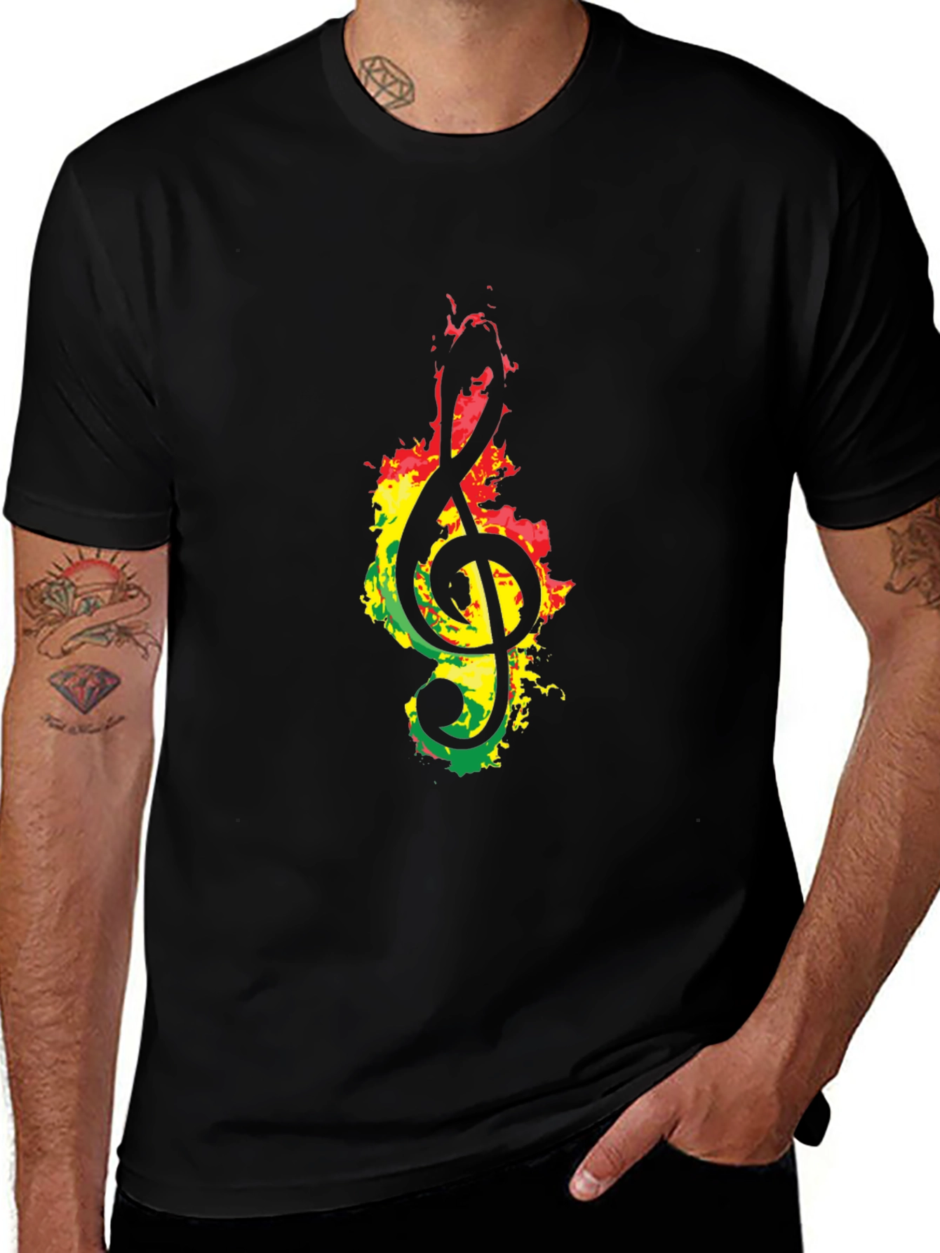 Variant 8 of Rasta Treble Clef Graphic T-Shirt