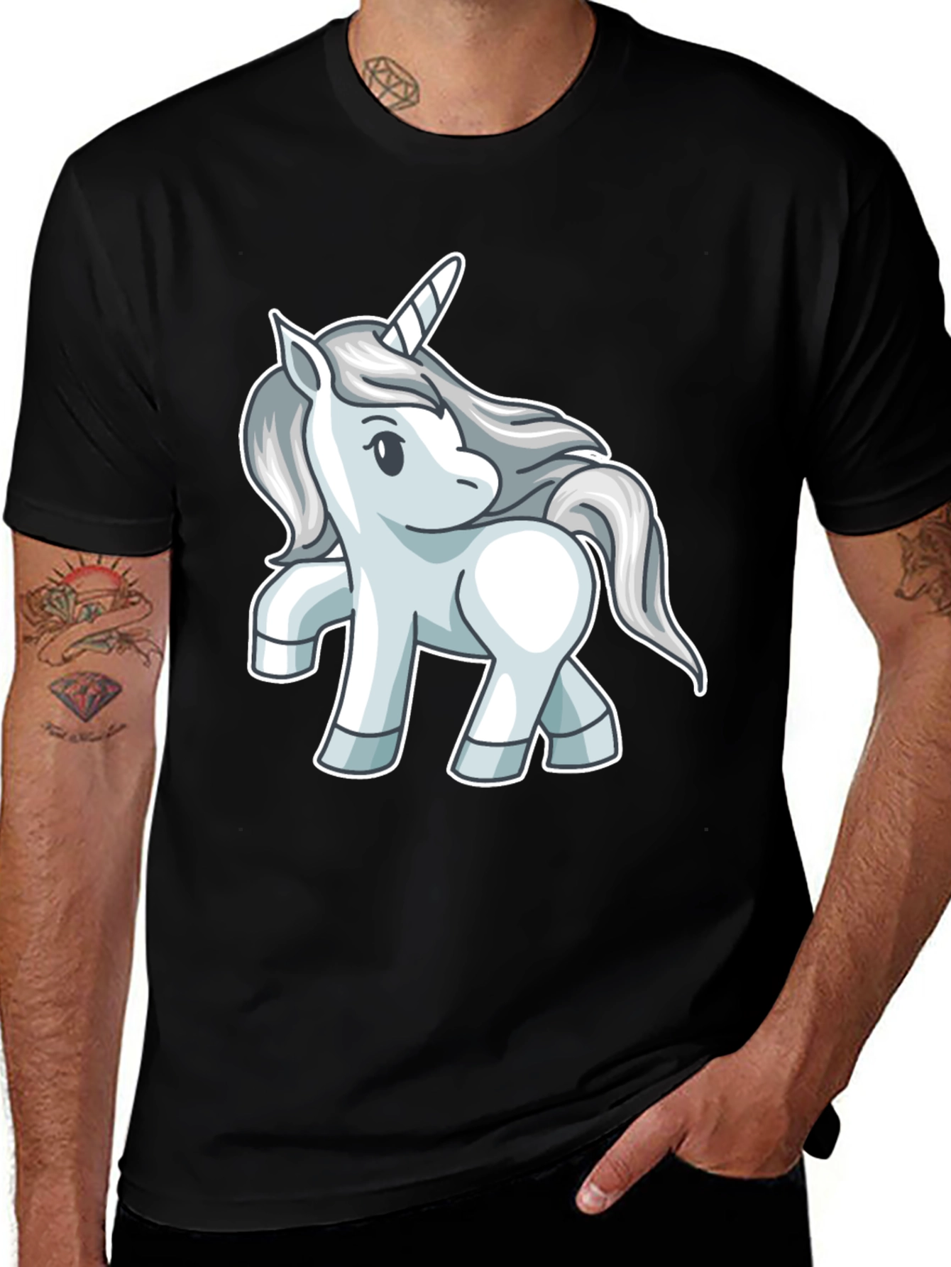Variant 30 of Unicorn Graphic T-Shirt - Black Cotton Tee