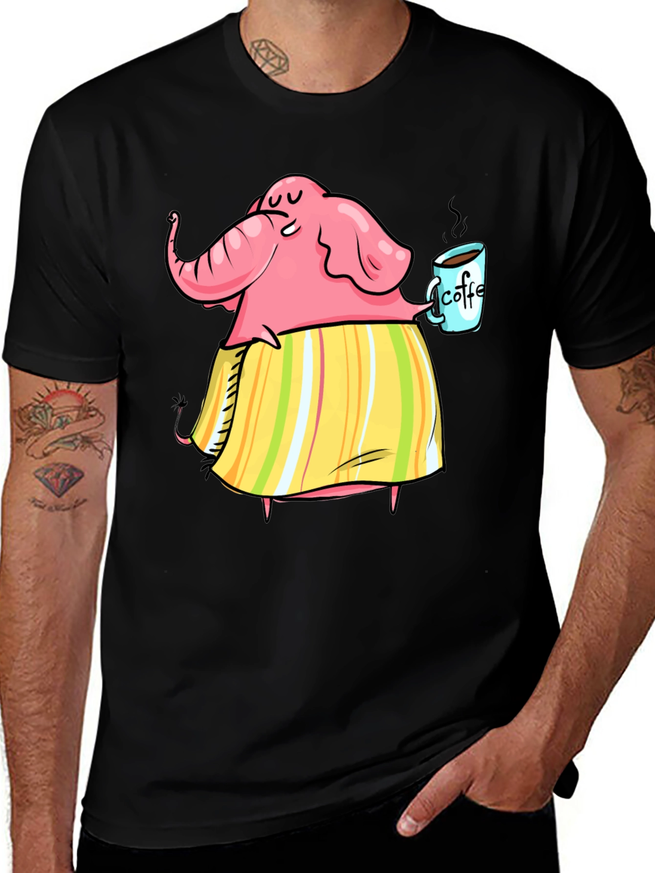 Variant 22 of Elephant Coffee Lover Graphic T-Shirt