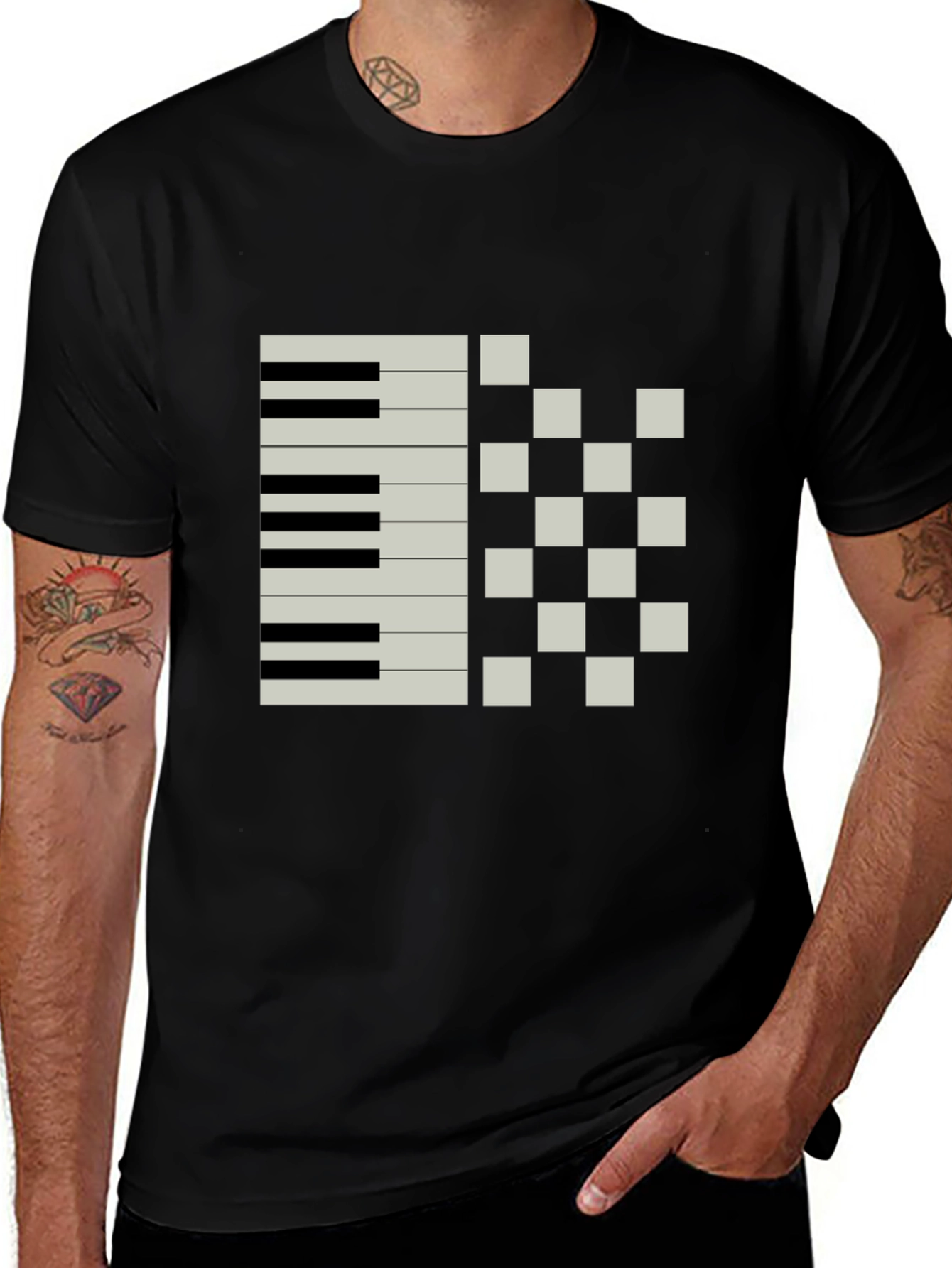 Abstract Piano Keys Graphic Tee - Modern Music Shirt