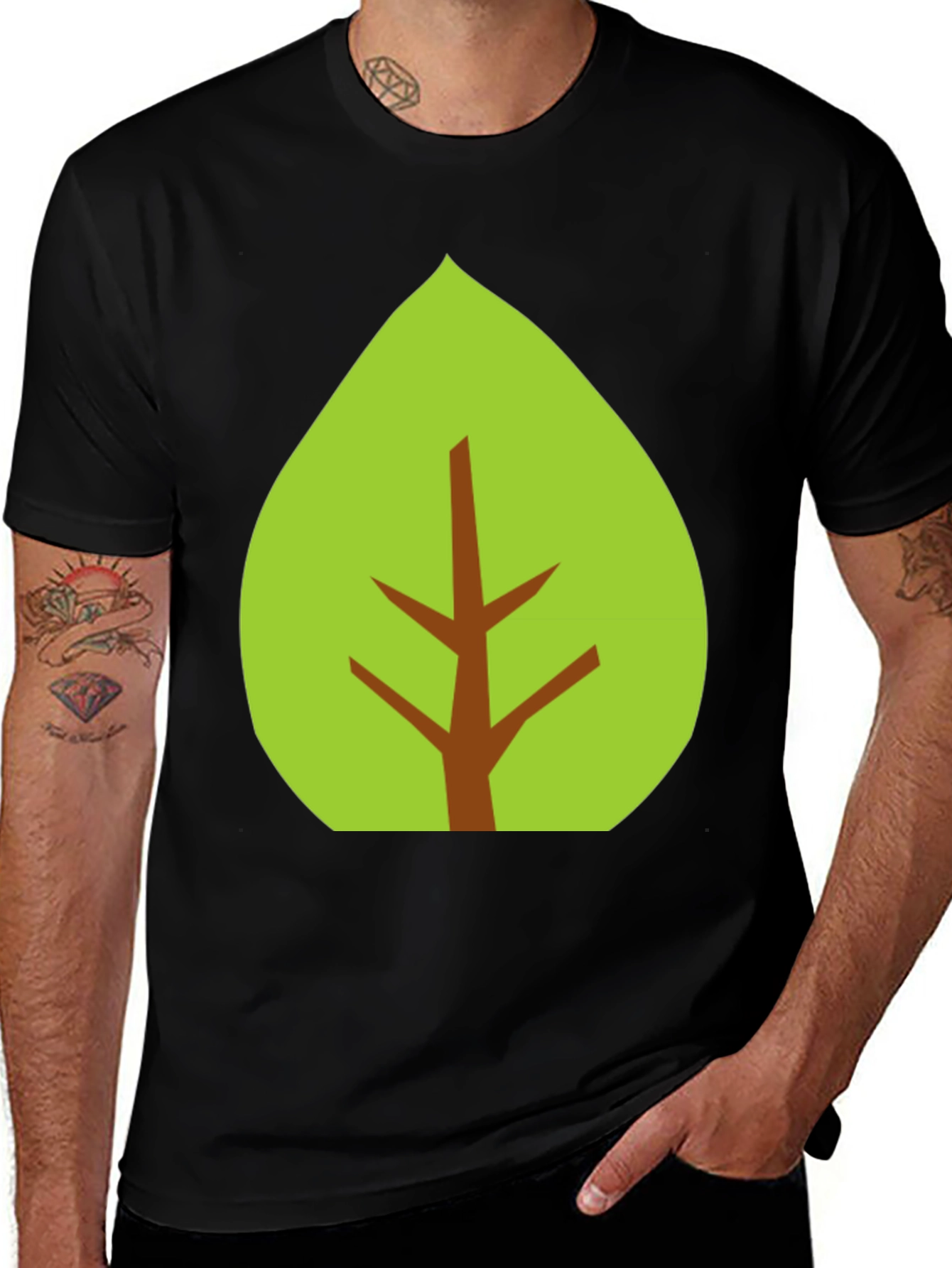 Variant 21 of Leaf Graphic Black T-Shirt - Eco-Friendly Style