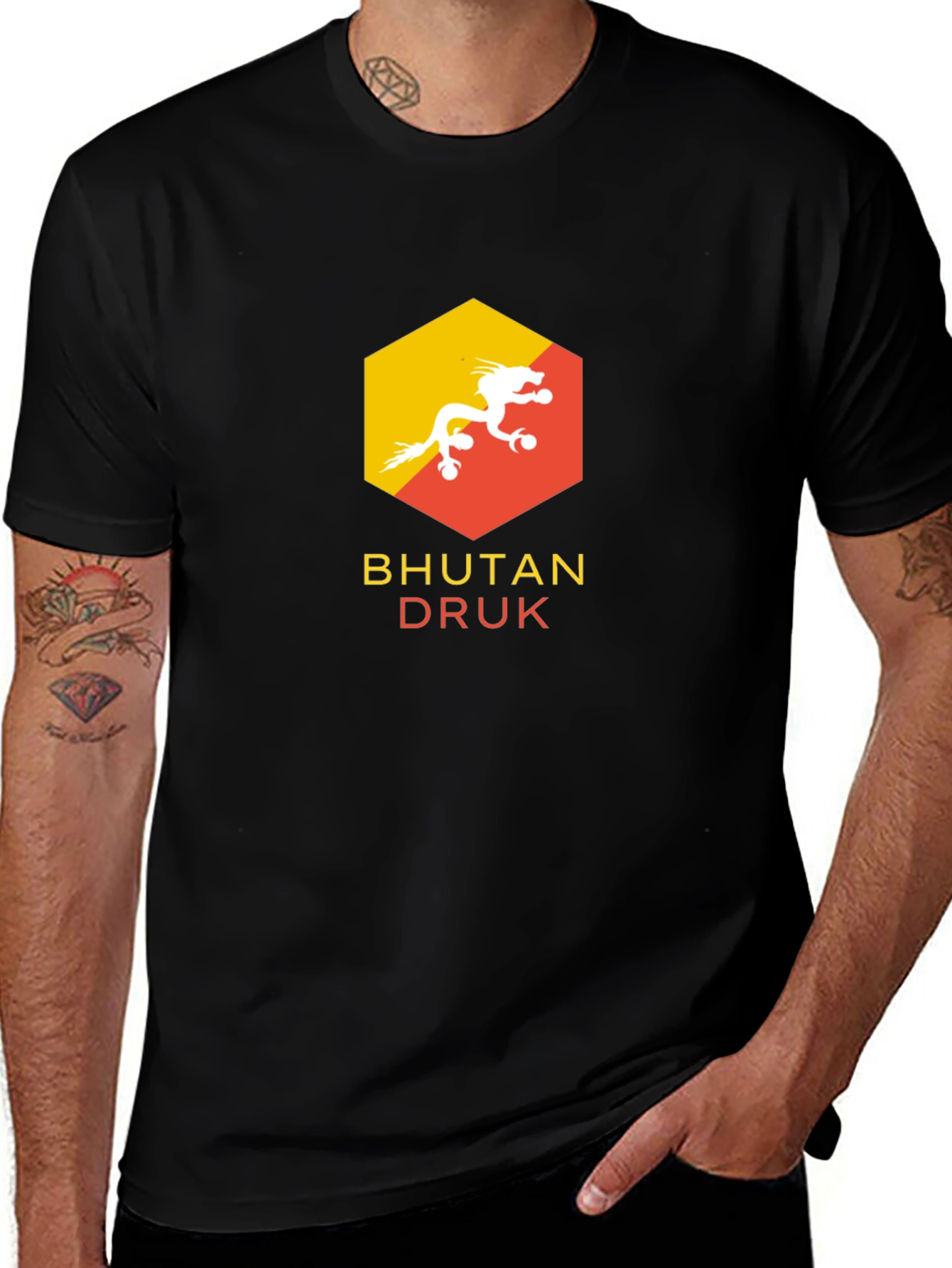 Bhutan Druk Graphic Tee - Black Short Sleeve T-Shirt
