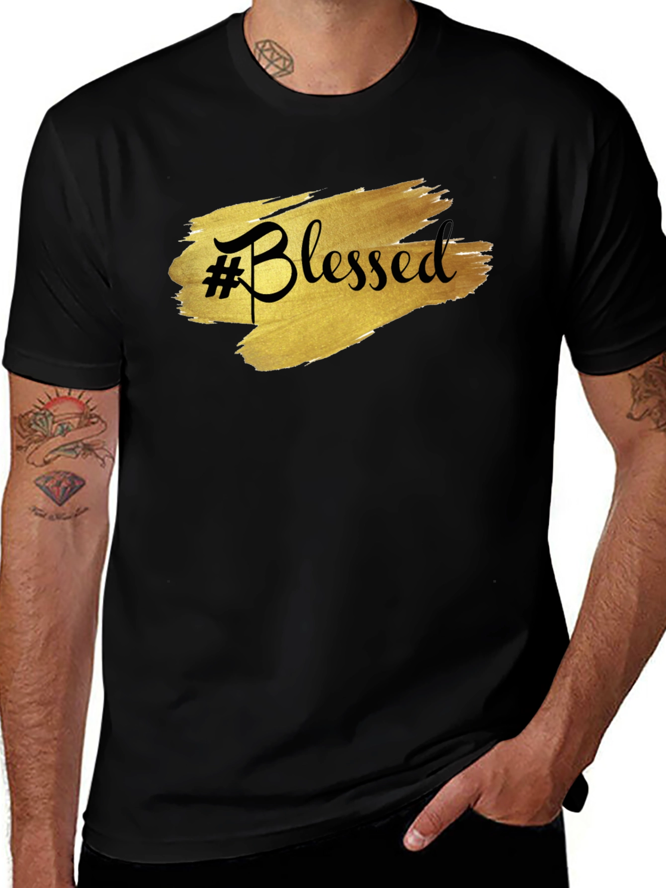 Variant 24 of #Blessed Black Graphic T-Shirt