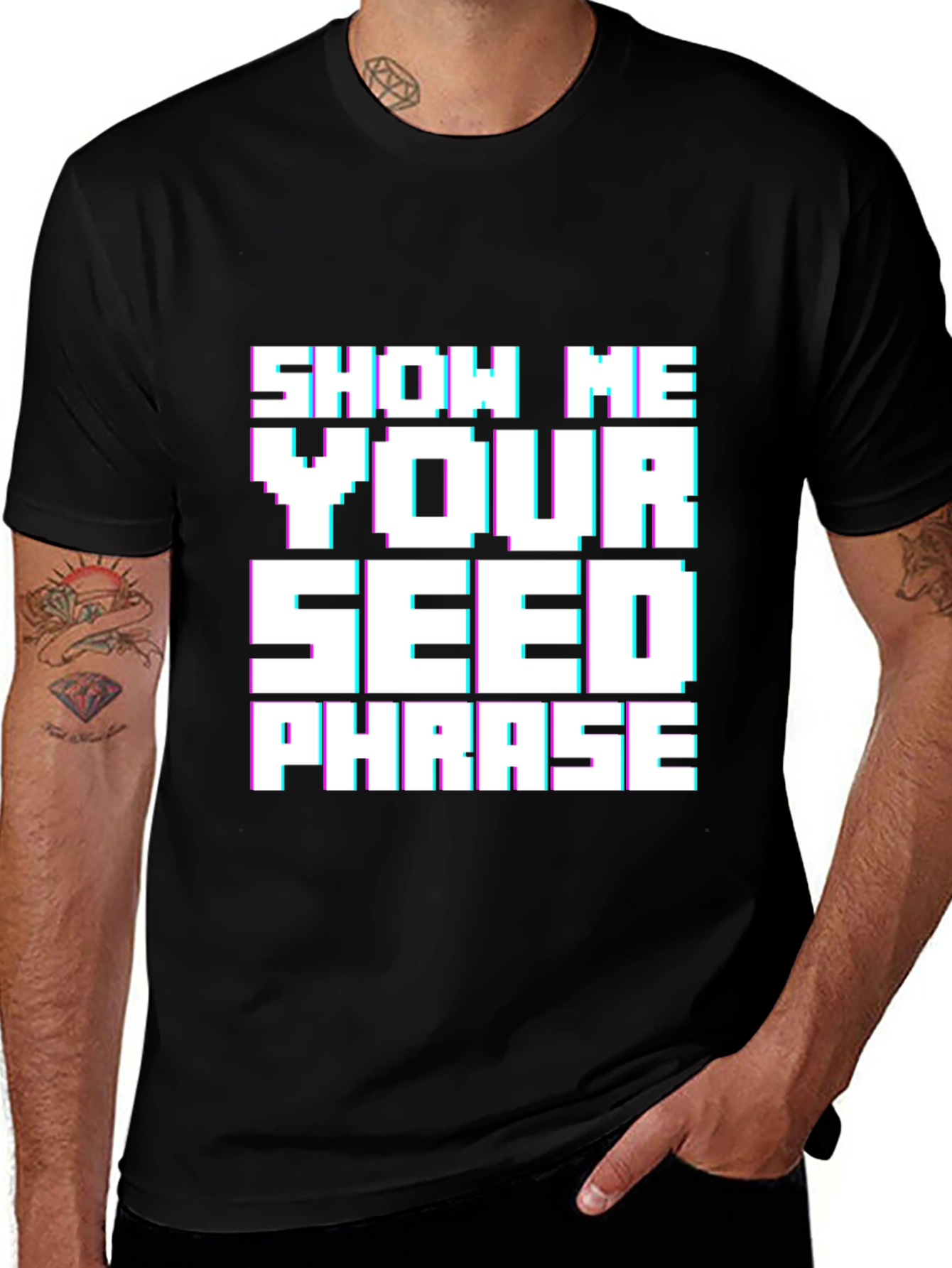 Show Me Your Seed Phrase Black T-Shirt