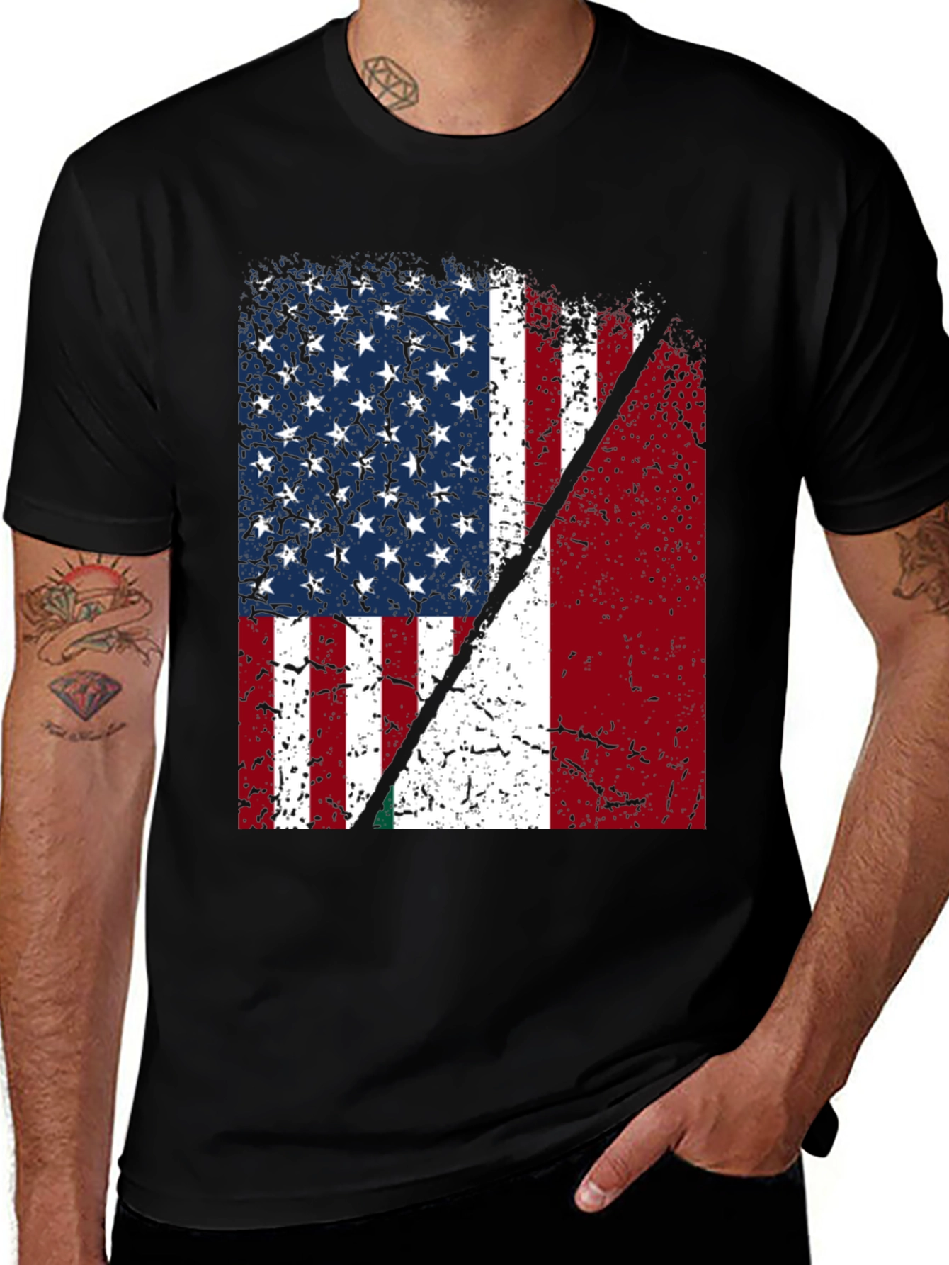 Variant 2 of USA & Italy Flag T-Shirt - Patriotic Pride