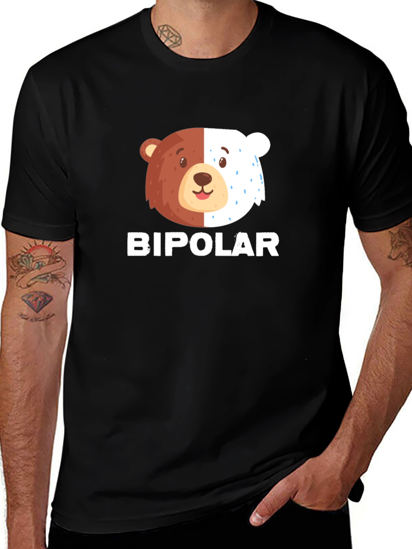 Variant 6 of Bipolar Bear T-Shirt - Black Graphic Tee