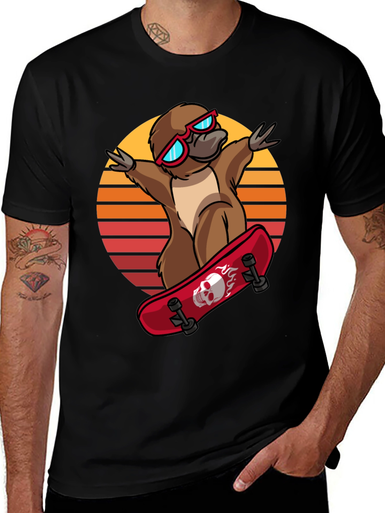 Variant 17 of Cool Platypus Skateboarder T-Shirt