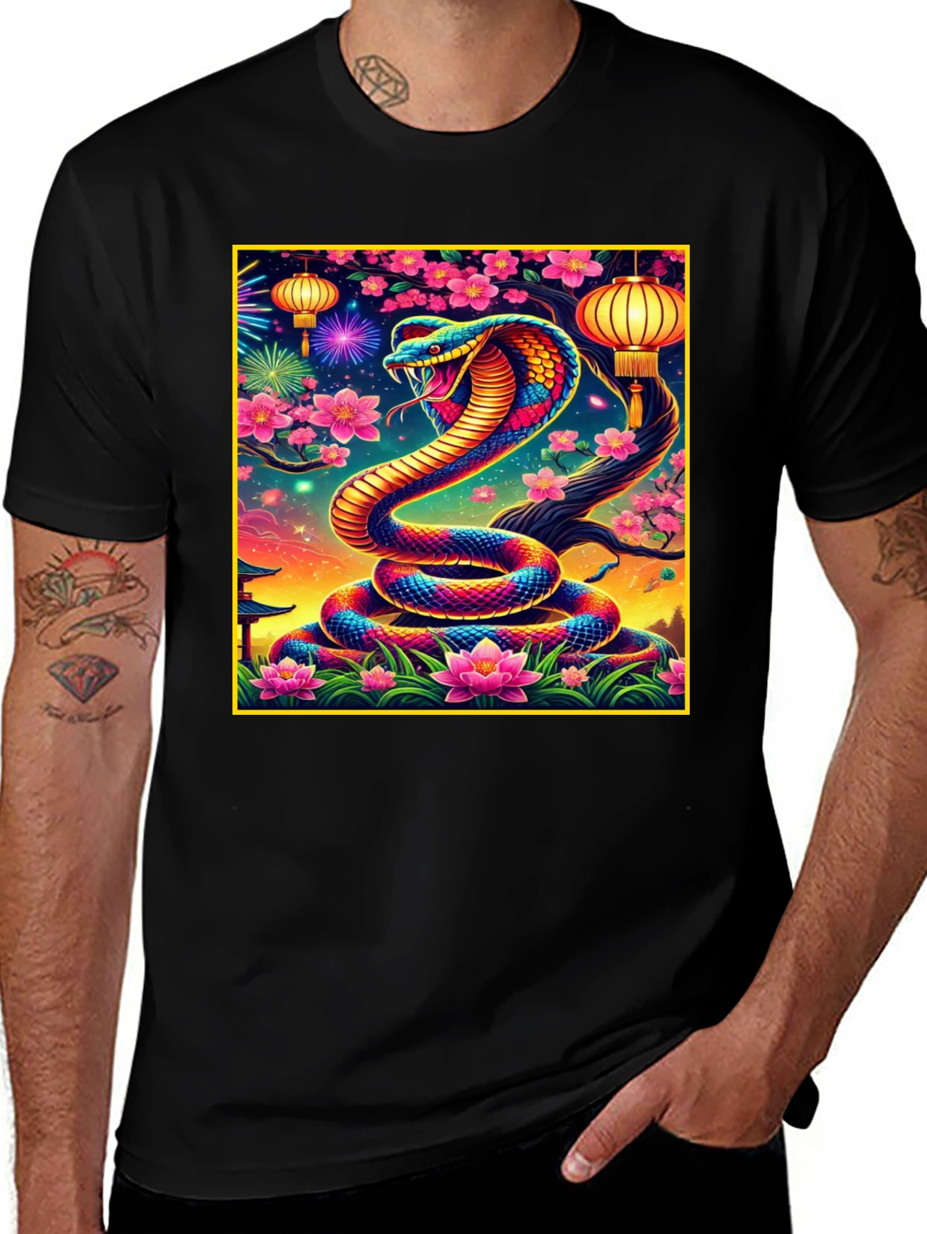 Black Vibrant Cobra Graphic Tee main image