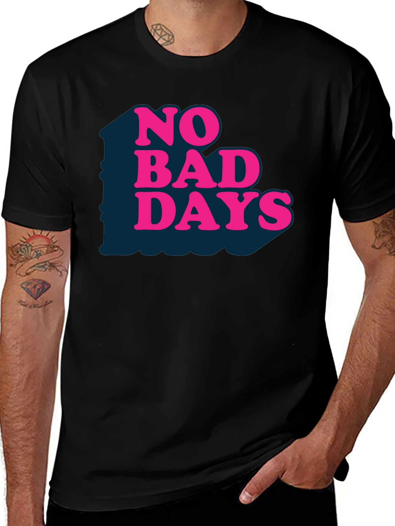 Variant 6 of No Bad Days Graphic Tee - Black Cotton Casual Shirt