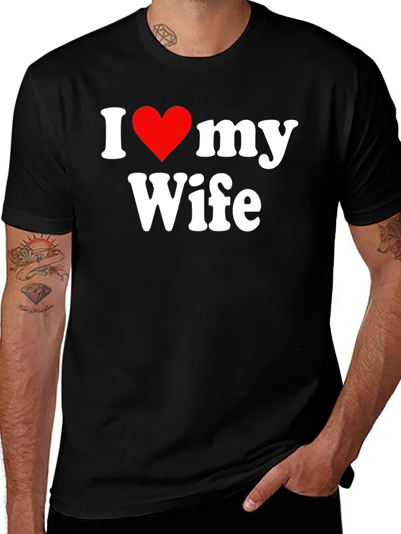 I Love My Wife Graphic Tee - Black Cotton Blend