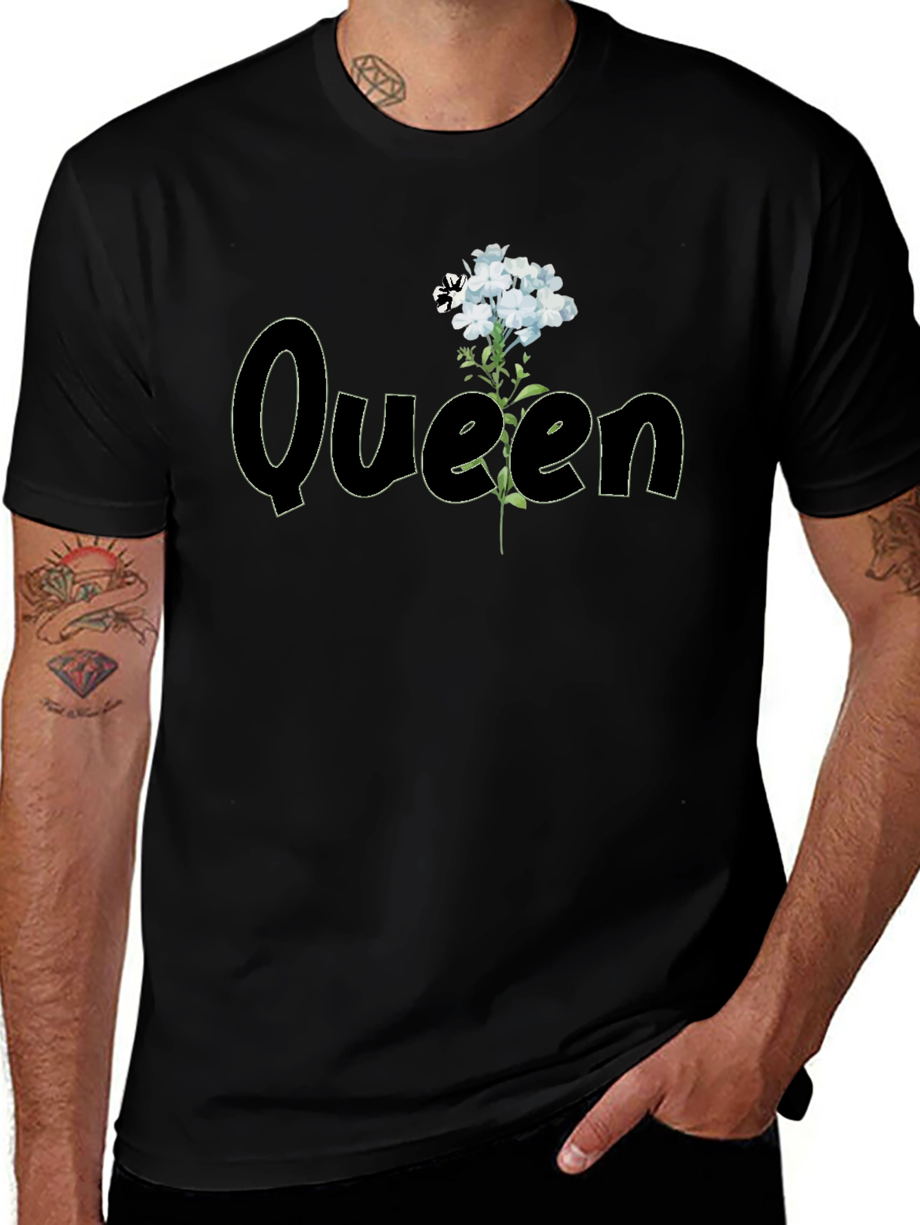 Variant 9 of Queen Floral Graphic T-Shirt - Black