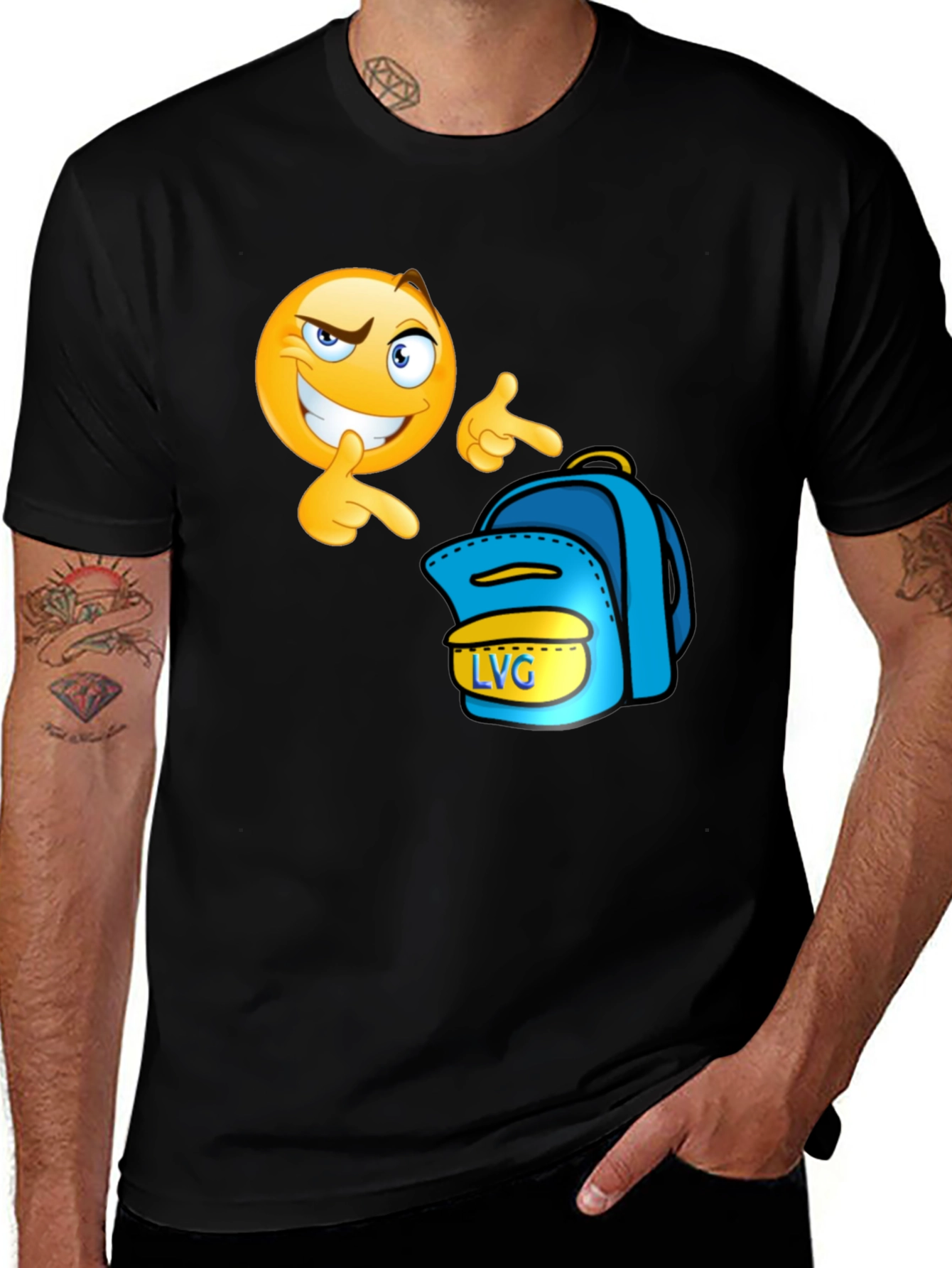 Variant 17 of Emoji Backpack Pointer Black T-Shirt