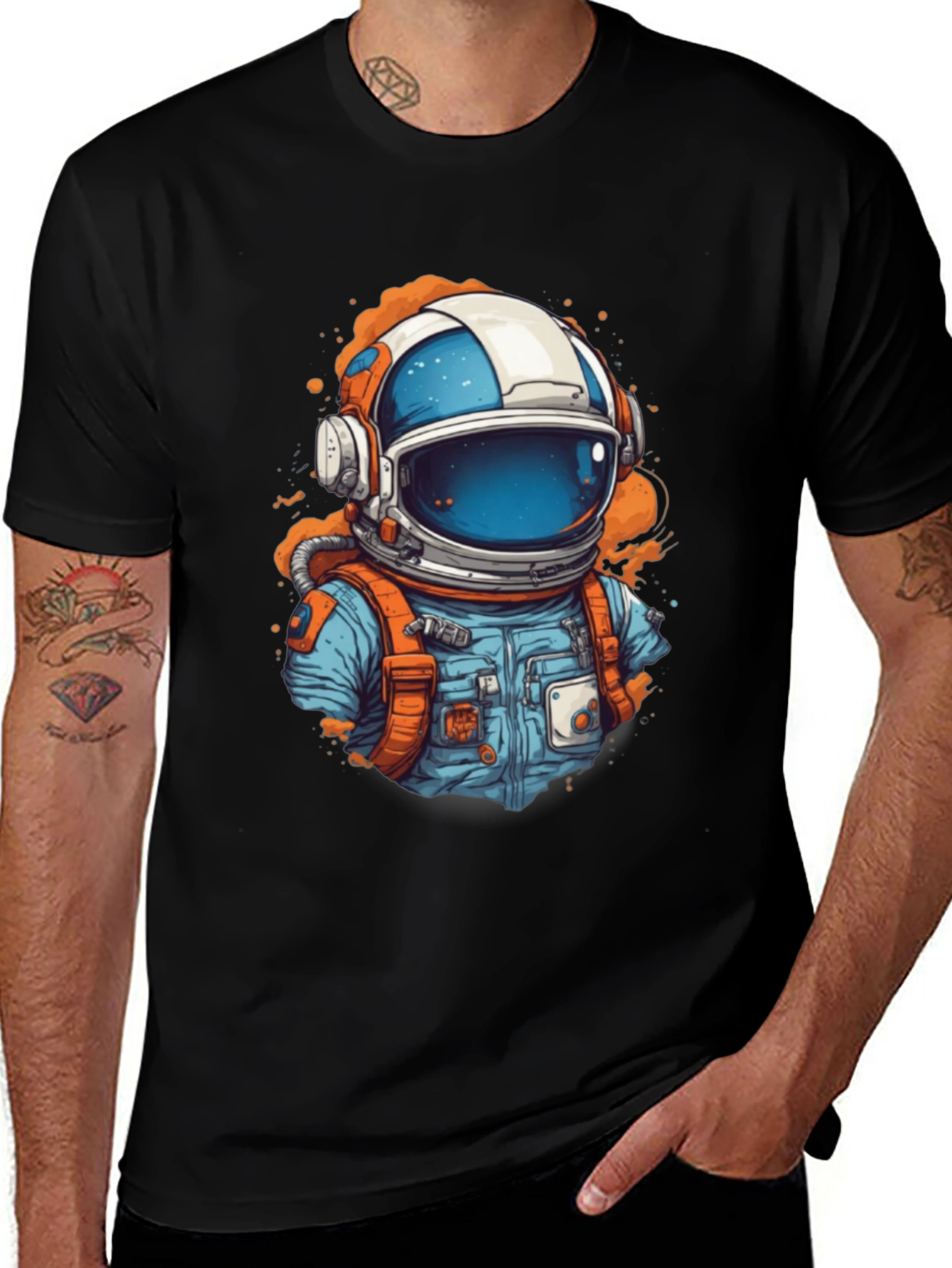 Variant 11 of Astronaut Graphic Tee - Black Cotton Comfort
