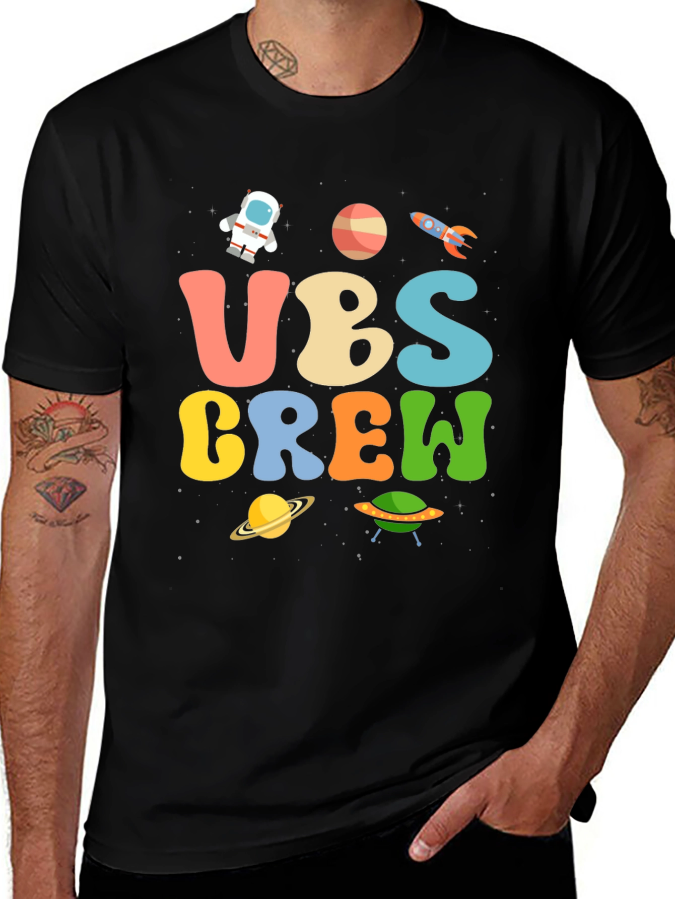 Variant 3 of Space-Themed UBS Crew Graphic T-Shirt