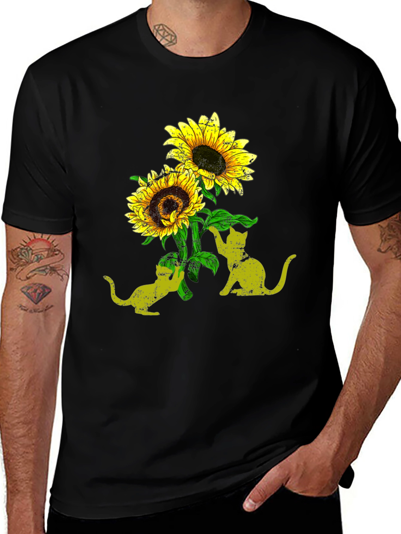 Variant 26 of Sunflower Cats Black T-Shirt