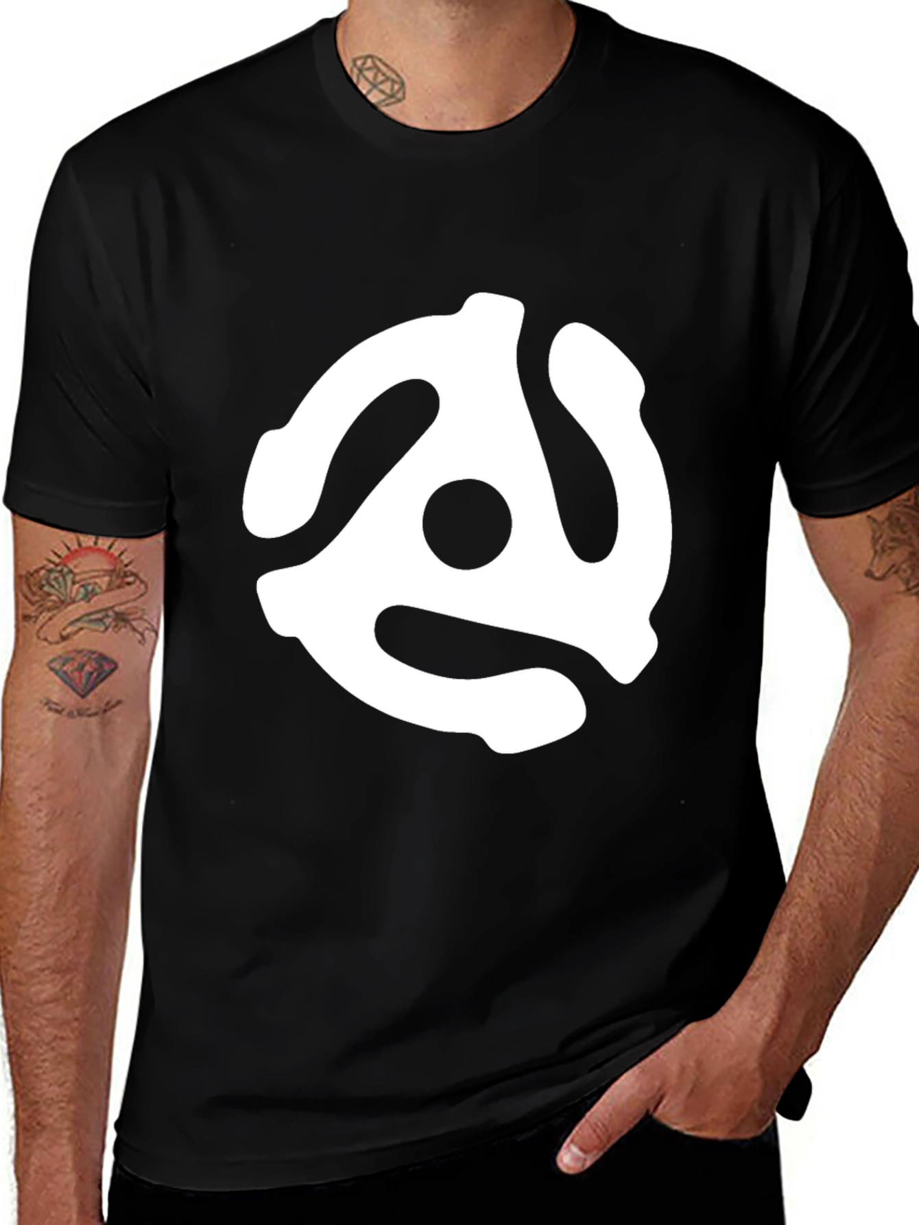 Variant 30 of Retro Music T-Shirt: 45 RPM Record Adapter Design