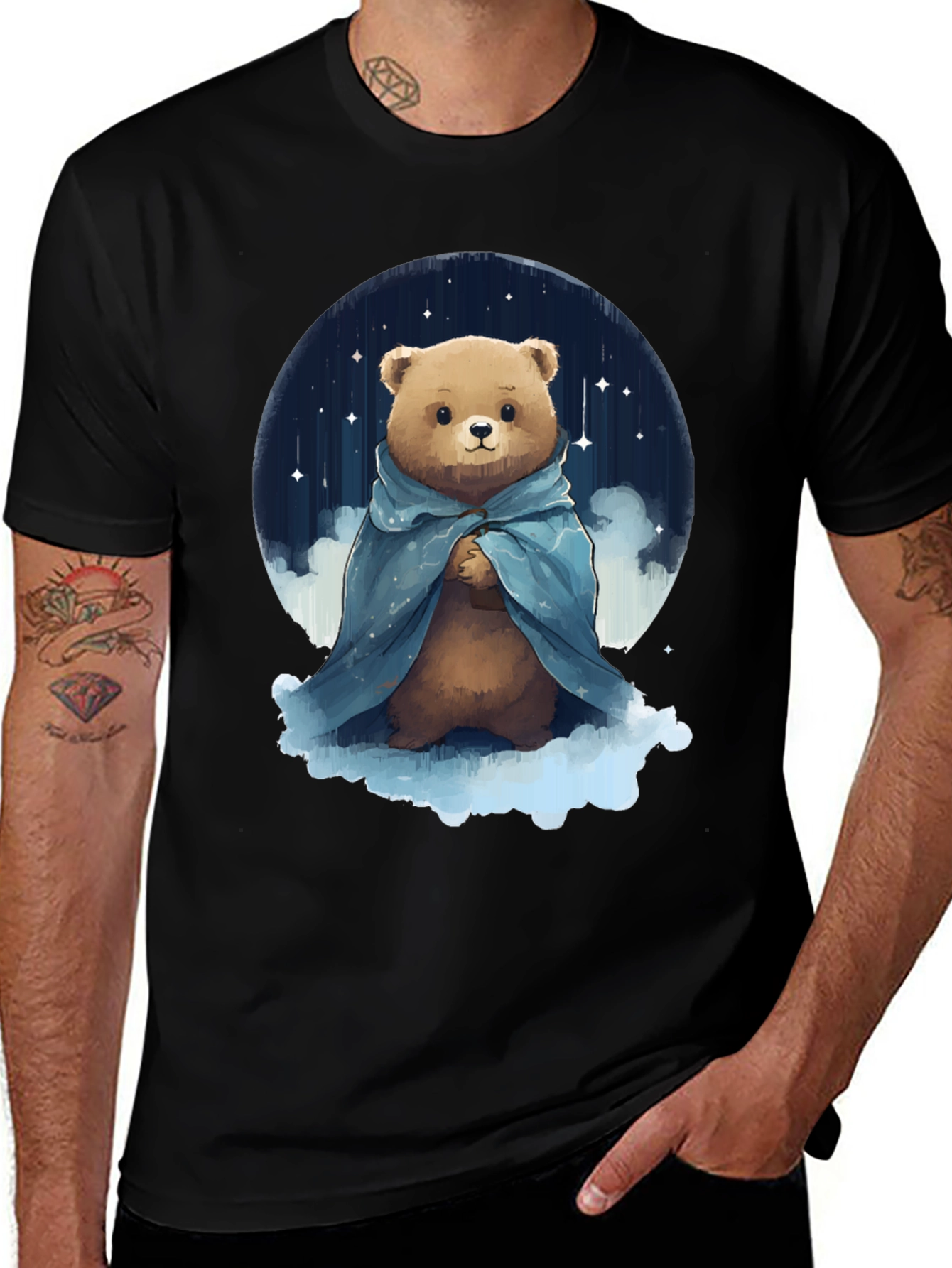 Variant 4 of Magical Bear Graphic Tee - Soft Black Shirt