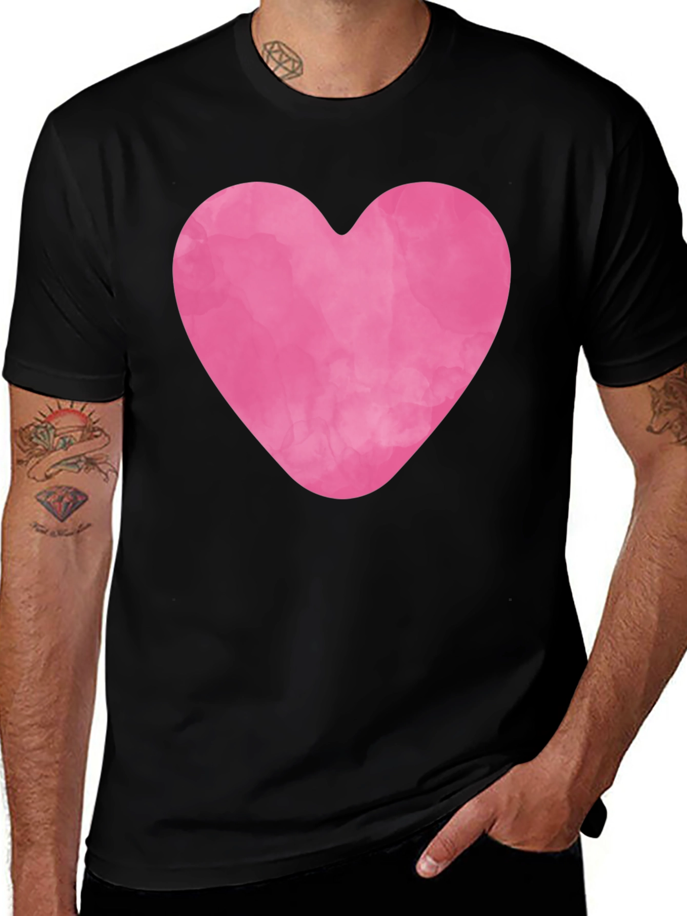 Variant 15 of Pink Heart Graphic Black Tee
