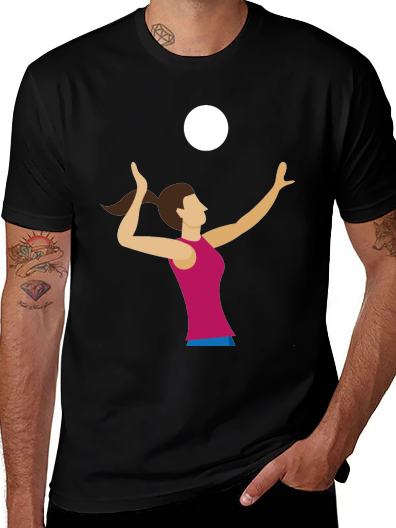 Variant 28 of Volleyball Player Graphic Tee - Black Cotton T-Shirt