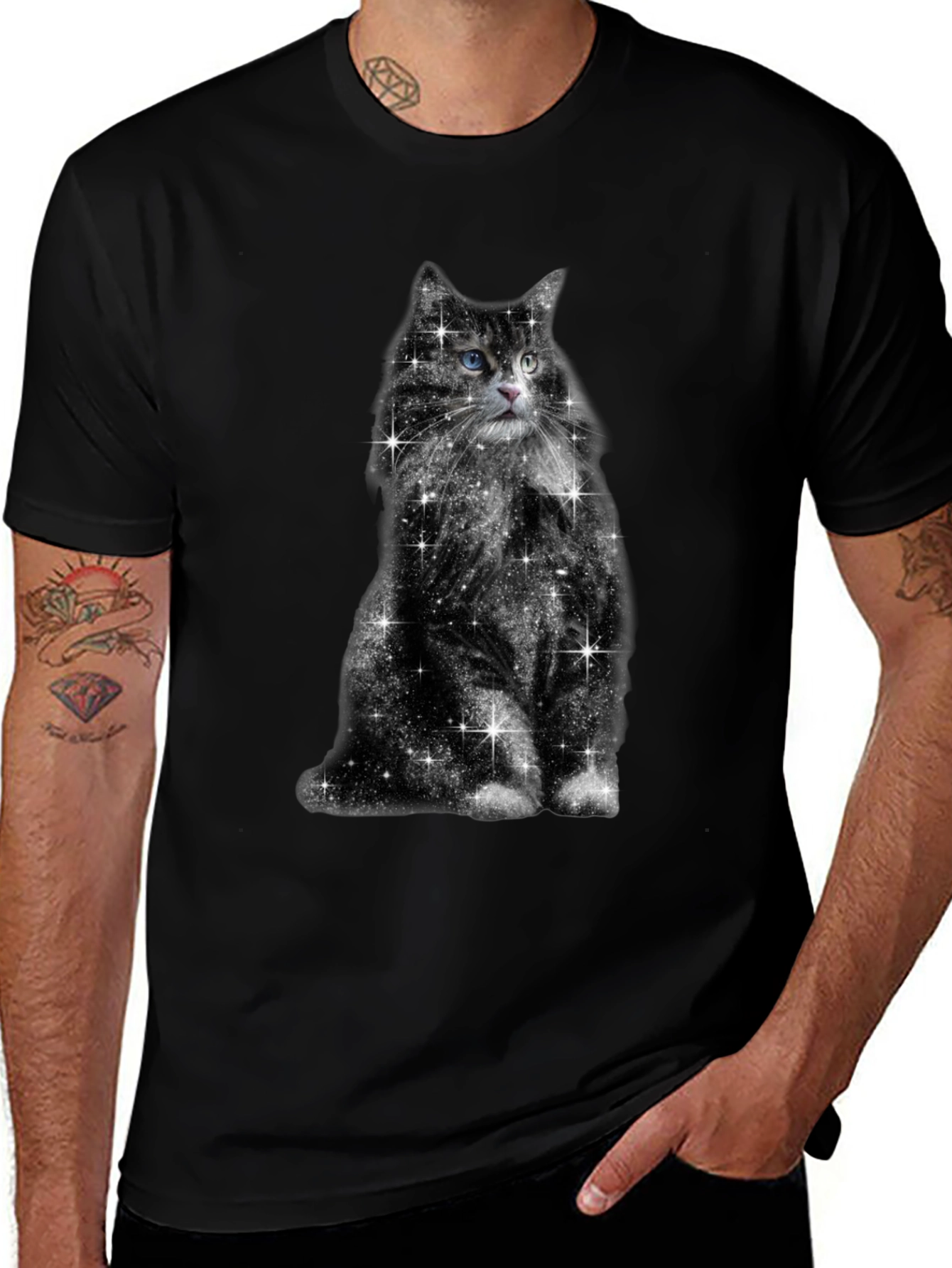 Variant 8 of Galaxy Cat Graphic Tee - Unisex Black T-Shirt