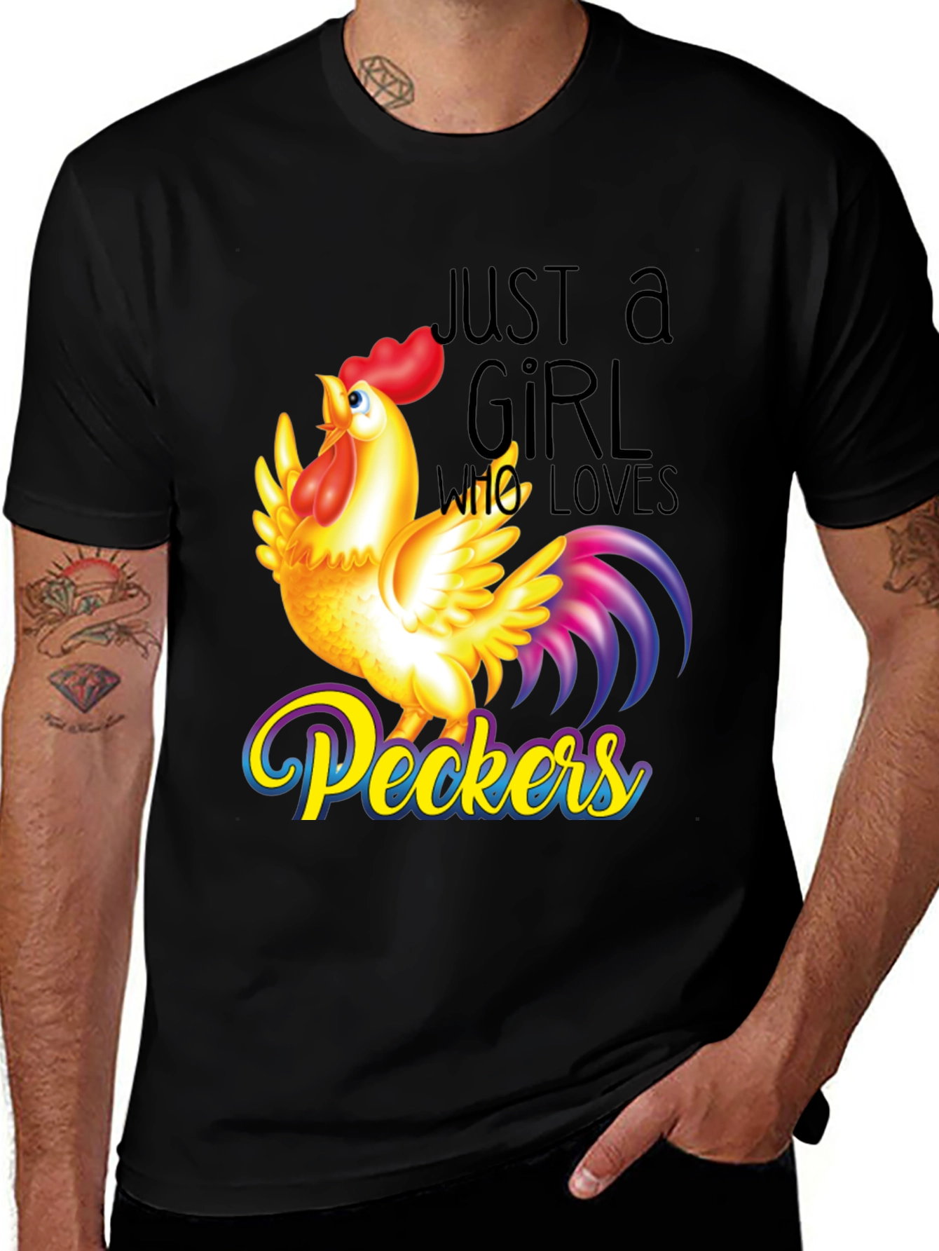 Variant 19 of Funny Chicken Lover T-Shirt - Just a Girl Who Loves Peckers
