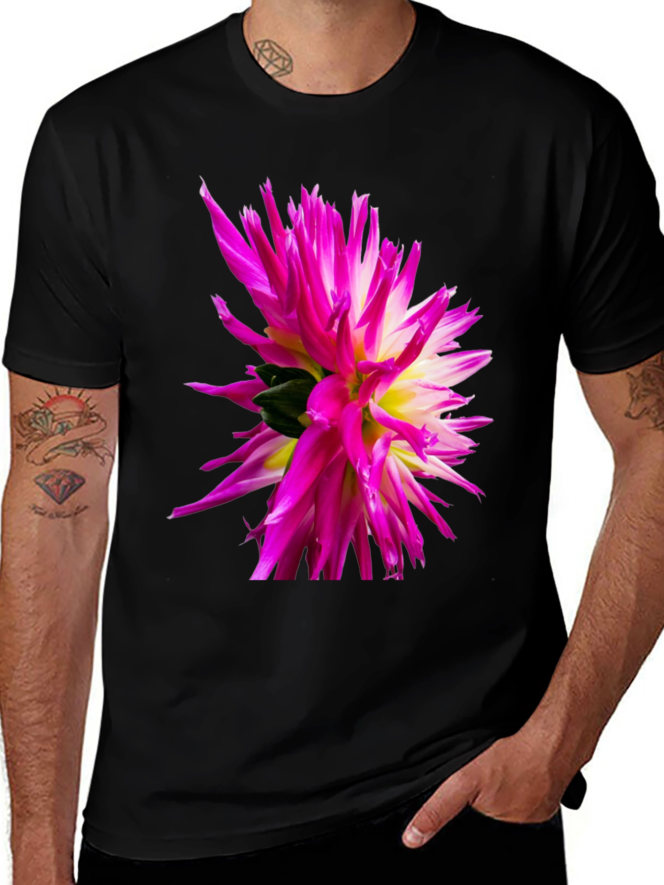 Variant 14 of Floral Graphic Tee - Bold Dahlia Design