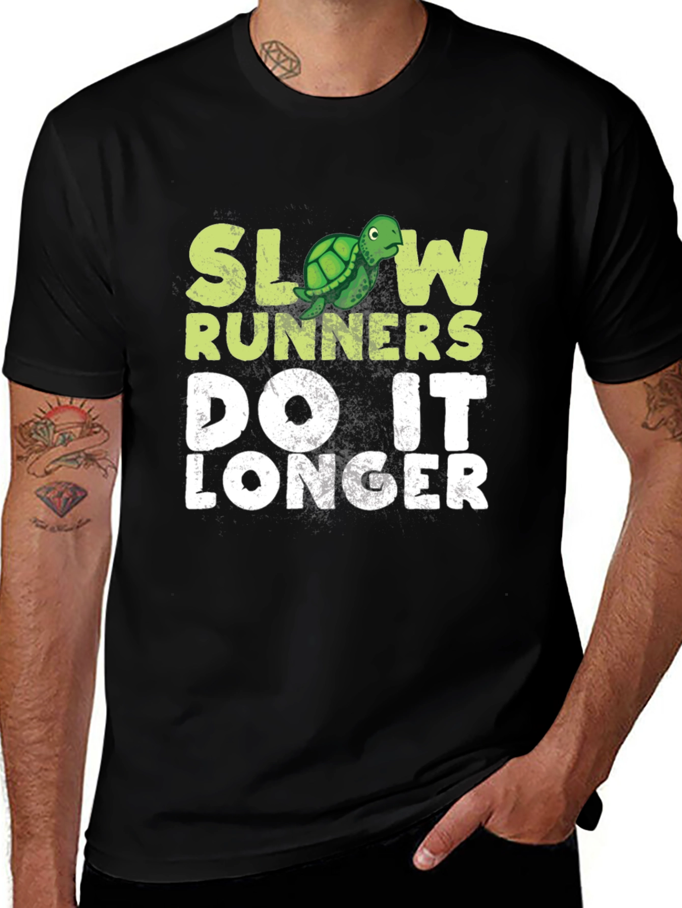 Variant 16 of Slow Runners Do It Longer T-Shirt - Turtle Graphic