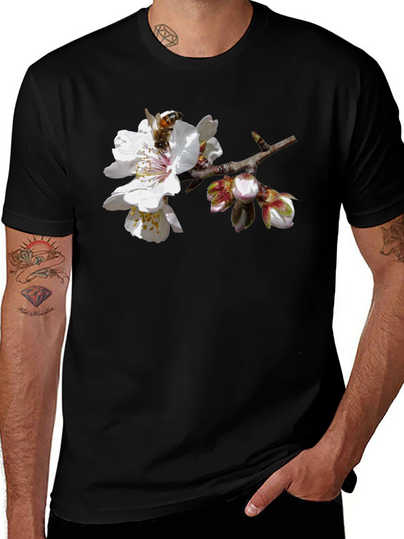 Variant 29 of Bee on Blossom Graphic T-Shirt - Black